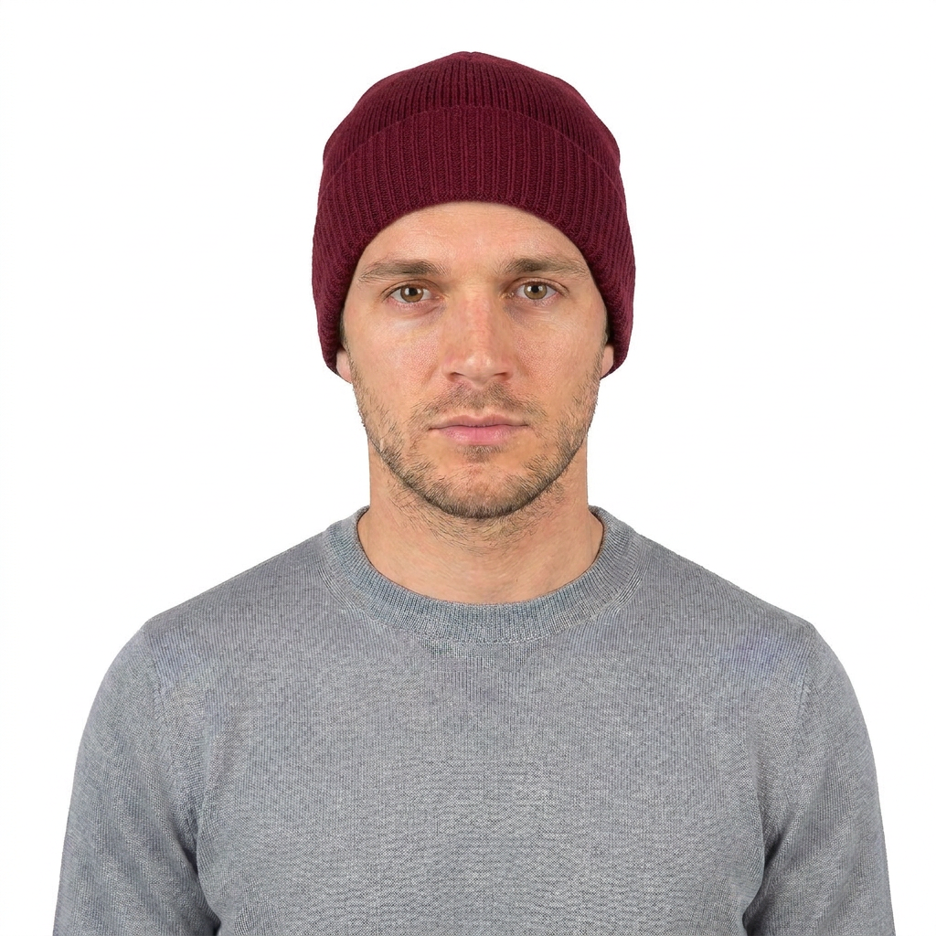 Bonnet jersey homme en 100 % cachemire