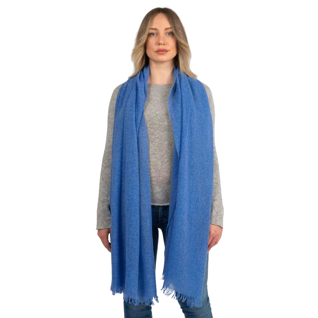 Pashmina femme 100 % cachemire, coloris Bleu roi | Dalle Piane Cashmere