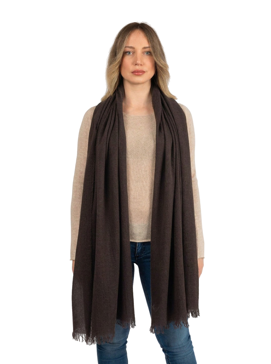 Pashmina femme 100 % cachemire, coloris Marron | Dalle Piane Cashmere