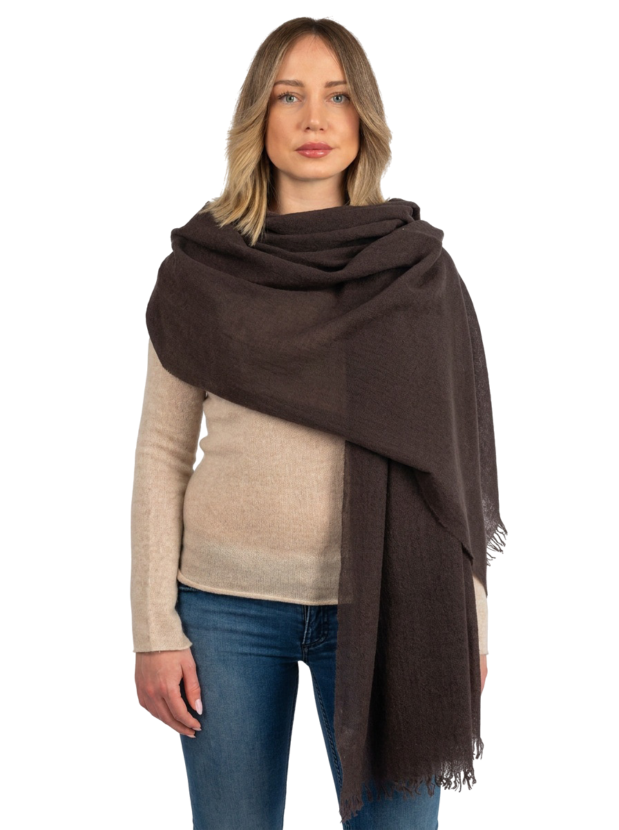 Pashmina femme 100 % cachemire, coloris Marron, vue 2 | Dalle Piane Cashmere