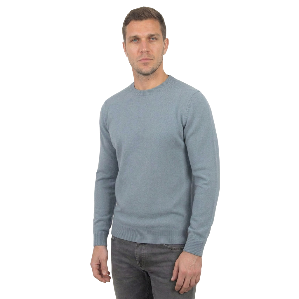 Pull col rond homme 100 % laine mérinos, coloris Gris, vue 3 | Dalle Piane Cashmere