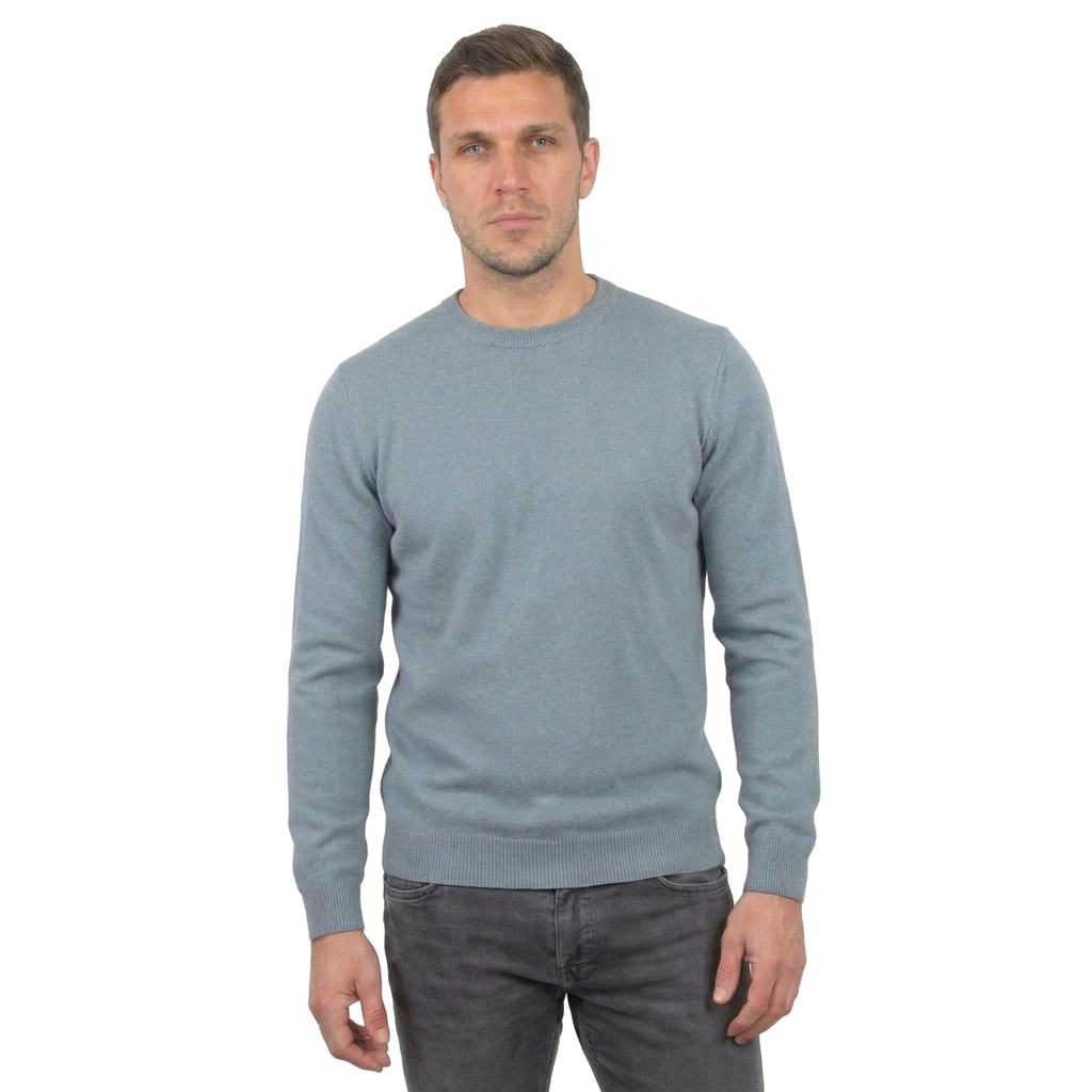 Pull col rond homme 100 % laine mérinos, coloris Gris | Dalle Piane Cashmere