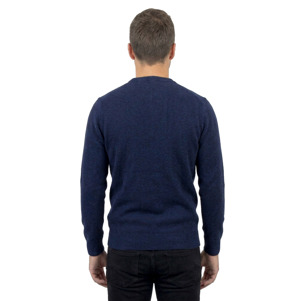 Girocollo 100% lana merinos, colore Blu, vista 2 | Dalle Piane Cashmere