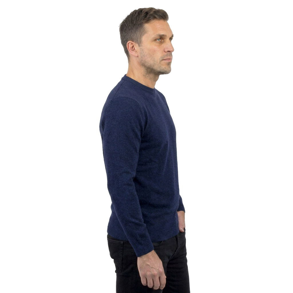 Pull col rond homme 100 % laine mérinos, coloris Vert, vue 3 | Dalle Piane Cashmere