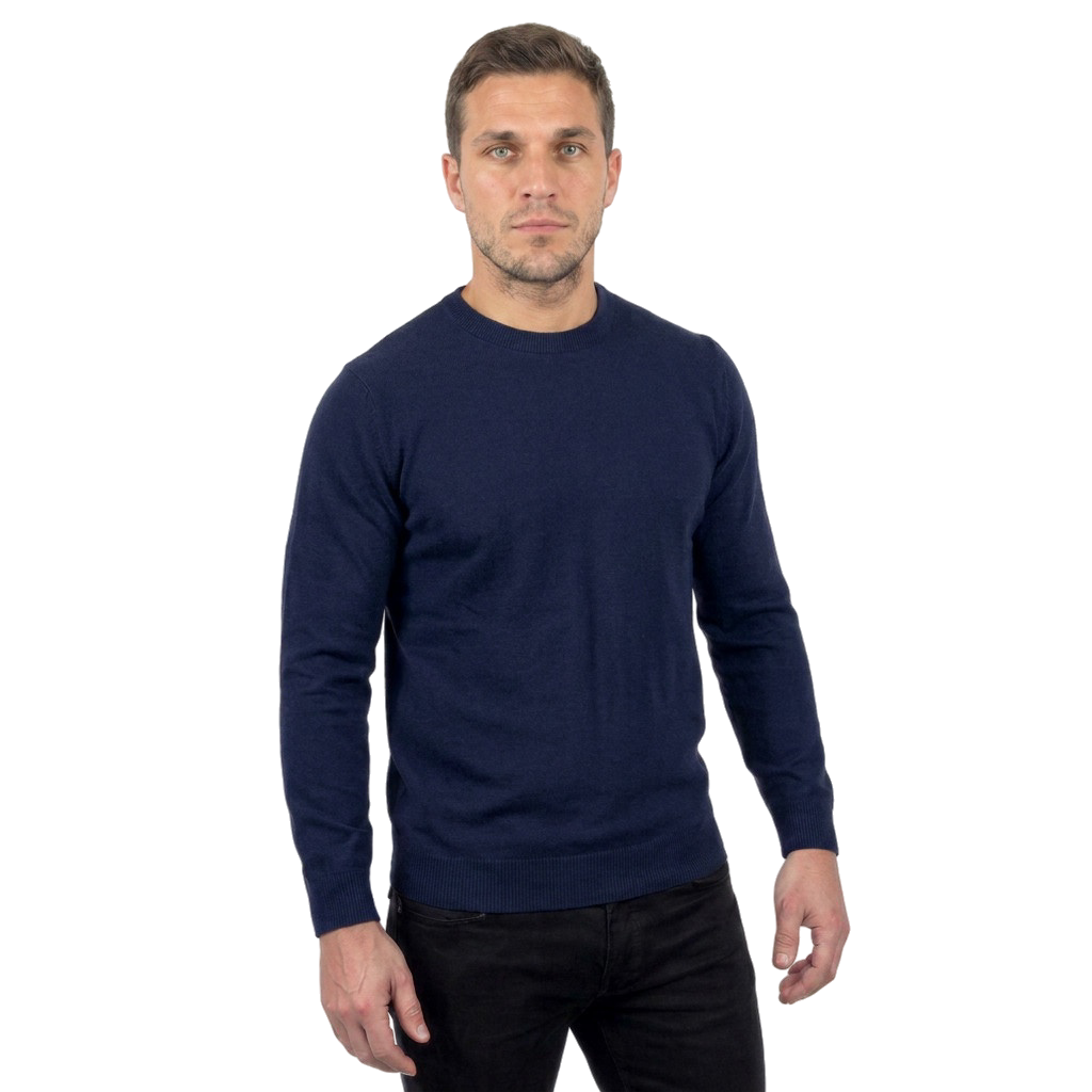 Girocollo 100% lana merinos, colore Blu | Dalle Piane Cashmere