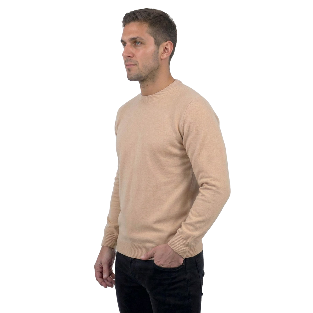 Pull col rond homme 100 % laine mérinos, coloris Bordeaux, vue 9 | Dalle Piane Cashmere