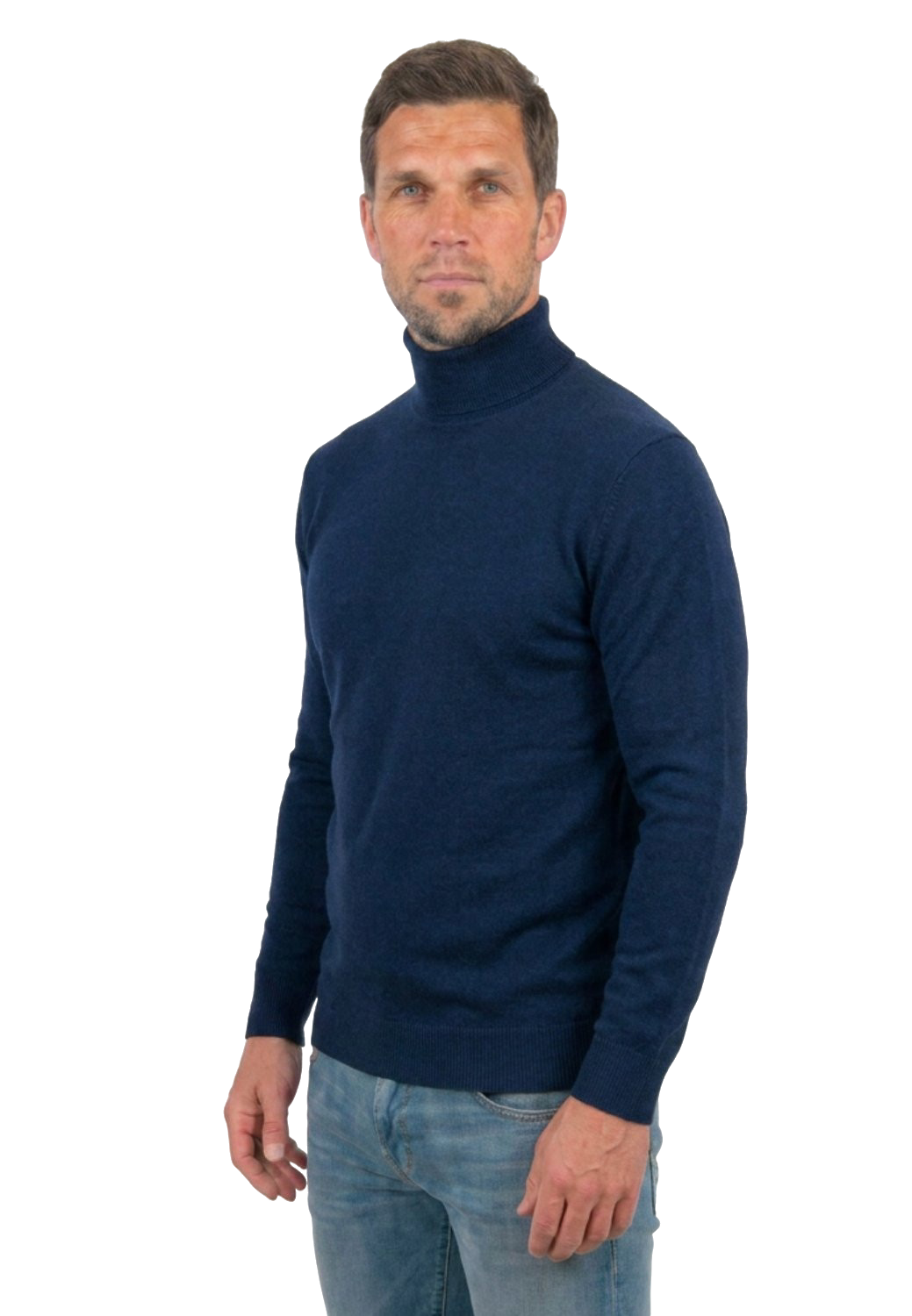 Dolcevita 100% lana merinos, colore Blu, vista 2 | Dalle Piane Cashmere