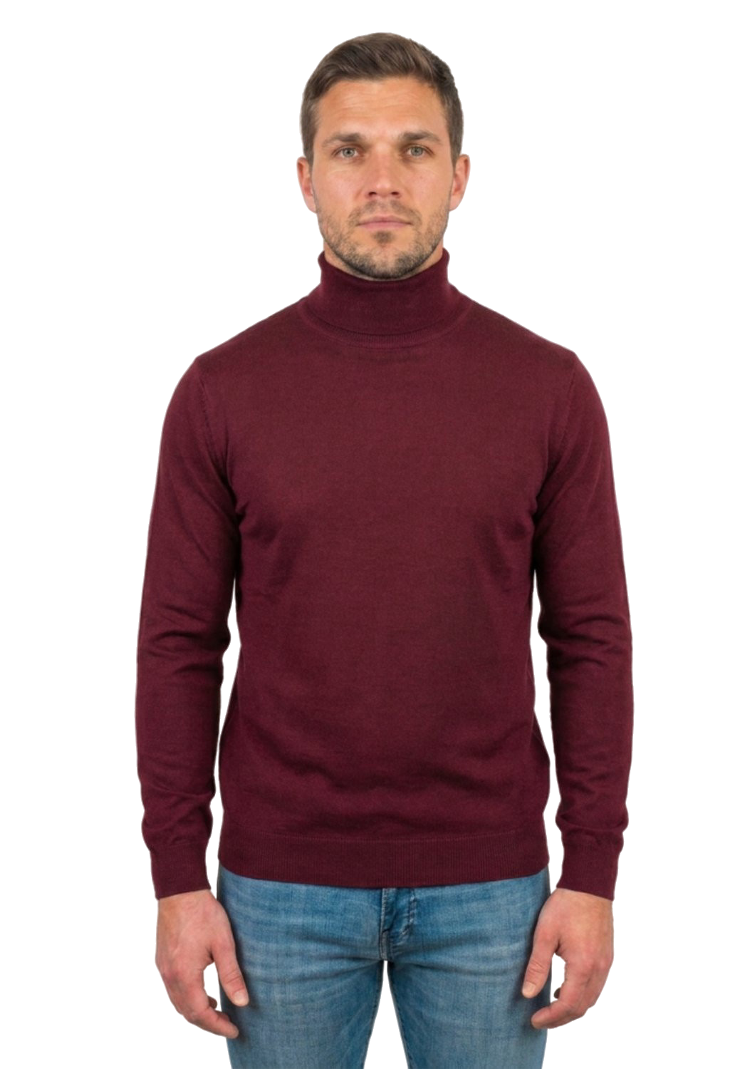 Pull col roulé homme 100 % laine mérinos, coloris Bordeaux | Dalle Piane Cashmere