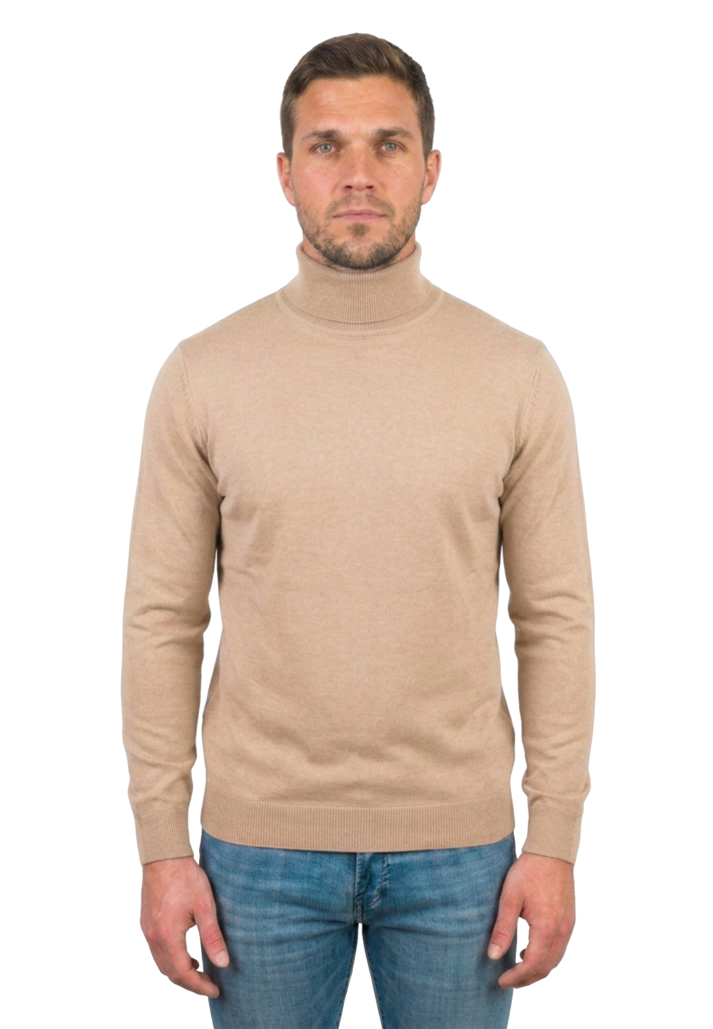 Pull col roulé homme 100 % laine mérinos, coloris Beige | Dalle Piane Cashmere
