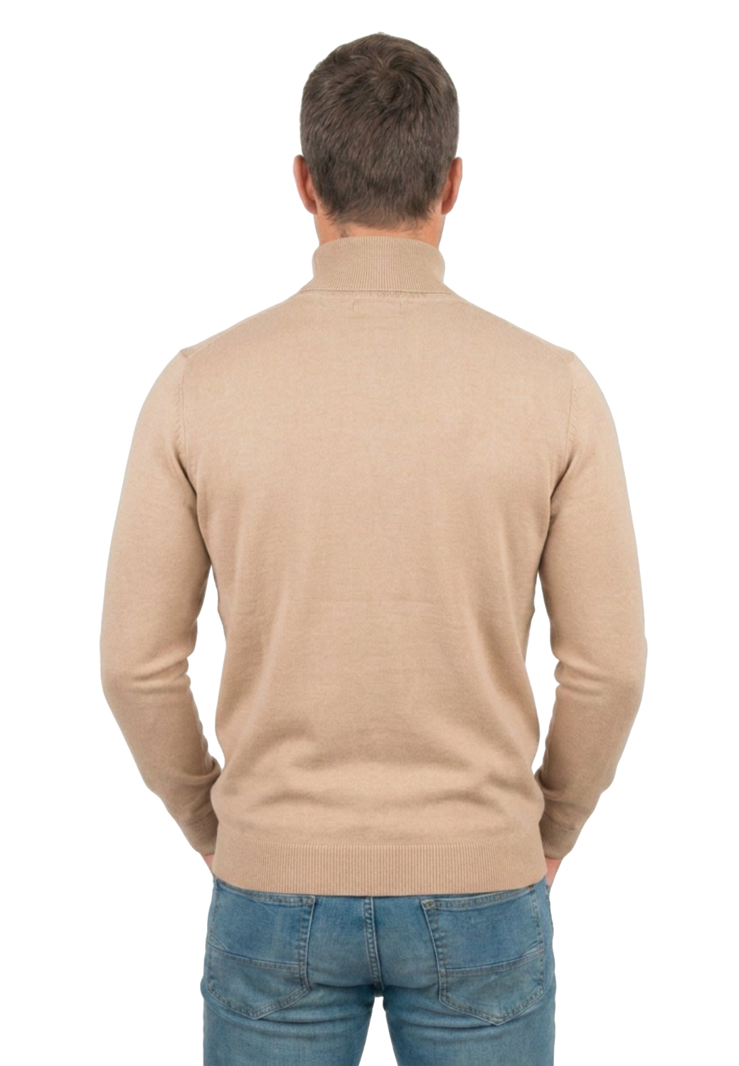 Pull col roulé homme 100 % laine mérinos, coloris Beige, vue 6 | Dalle Piane Cashmere