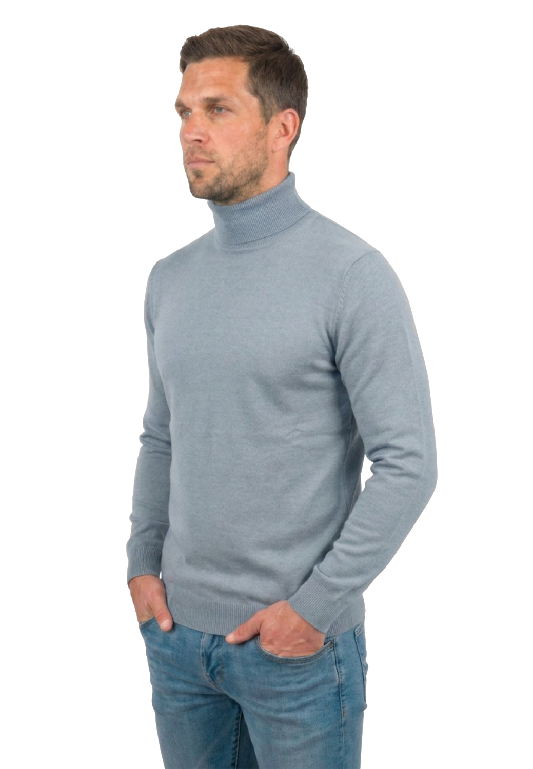 Pull col roulé homme 100 % laine mérinos, coloris Gris, vue 2 | Dalle Piane Cashmere