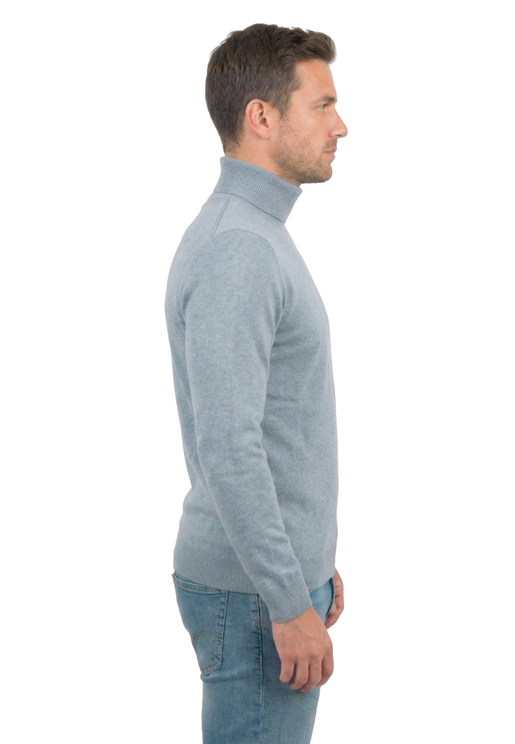 Pull col roulé homme 100 % laine mérinos, coloris Gris, vue 3 | Dalle Piane Cashmere