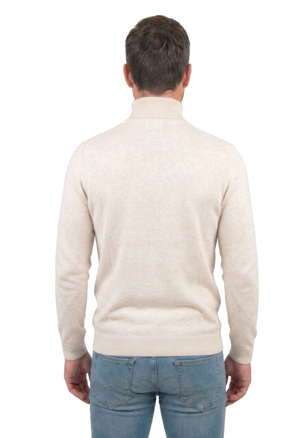 Pull col roulé homme 100 % laine mérinos, coloris Crème, vue 4 | Dalle Piane Cashmere