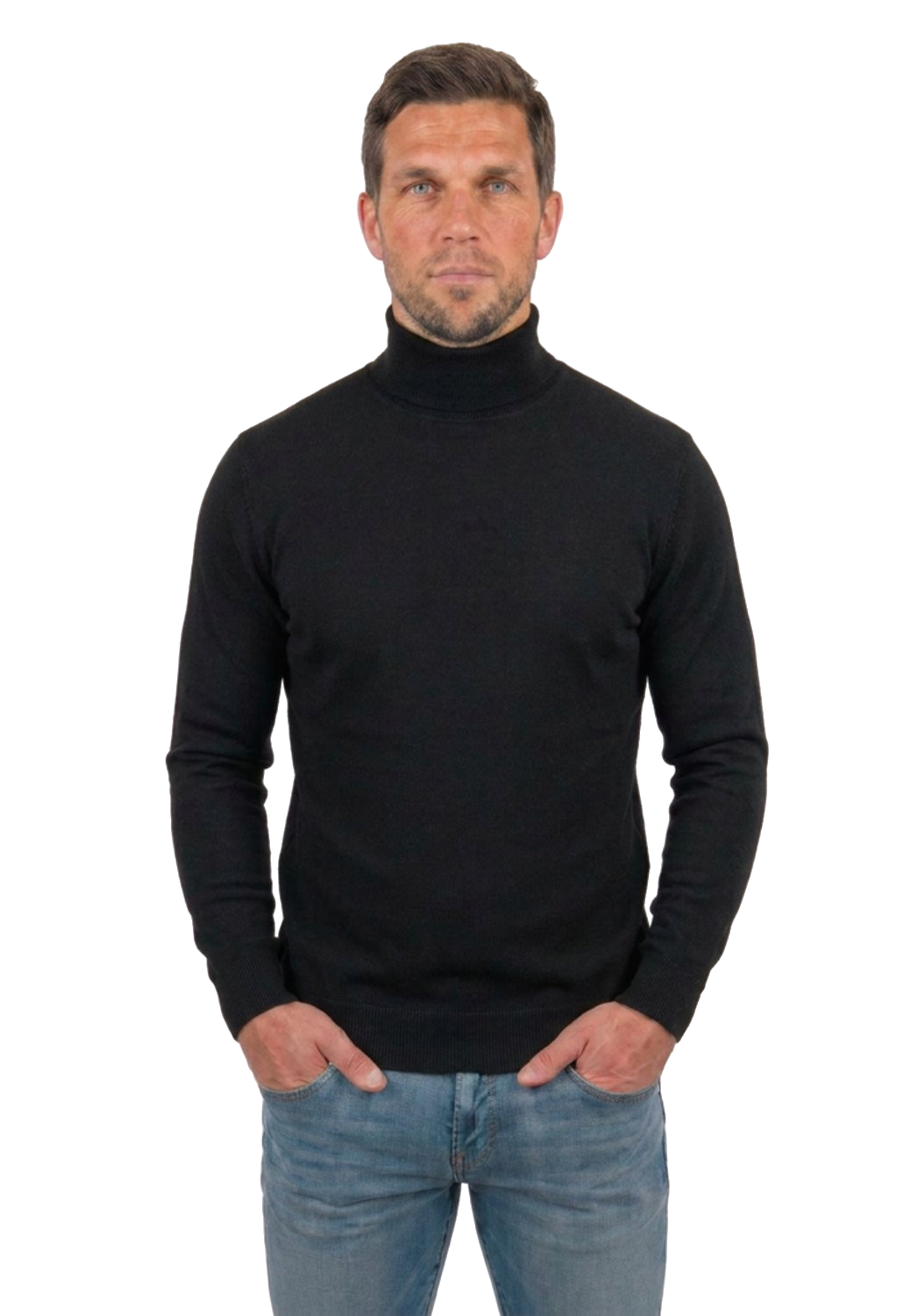 Pull col roulé homme 100 % laine mérinos, coloris Noir | Dalle Piane Cashmere
