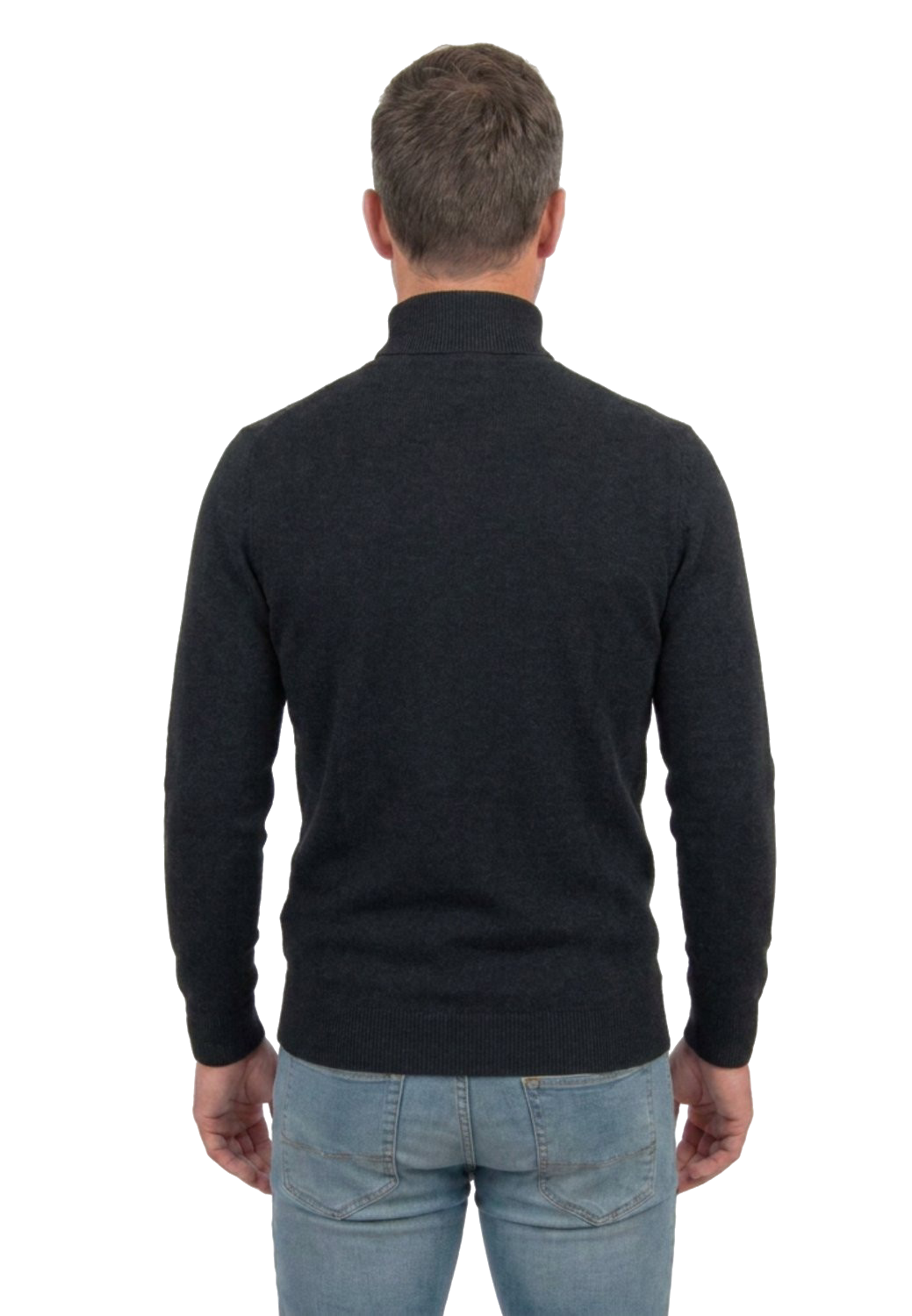 Pull col roulé homme 100 % laine mérinos, coloris Noir, vue 4 | Dalle Piane Cashmere