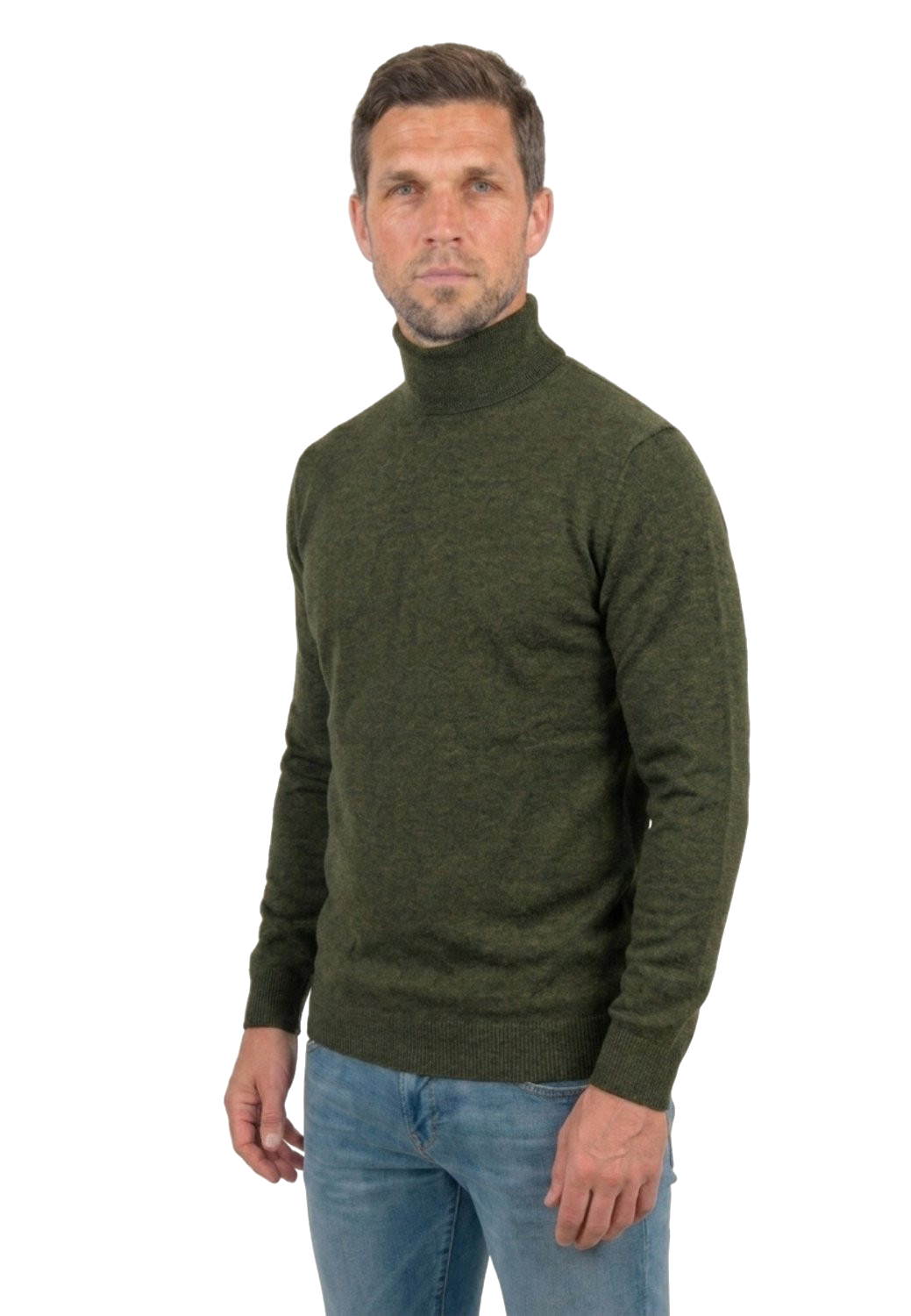 Pull col roulé homme 100 % laine mérinos, coloris Vert, vue 2 | Dalle Piane Cashmere