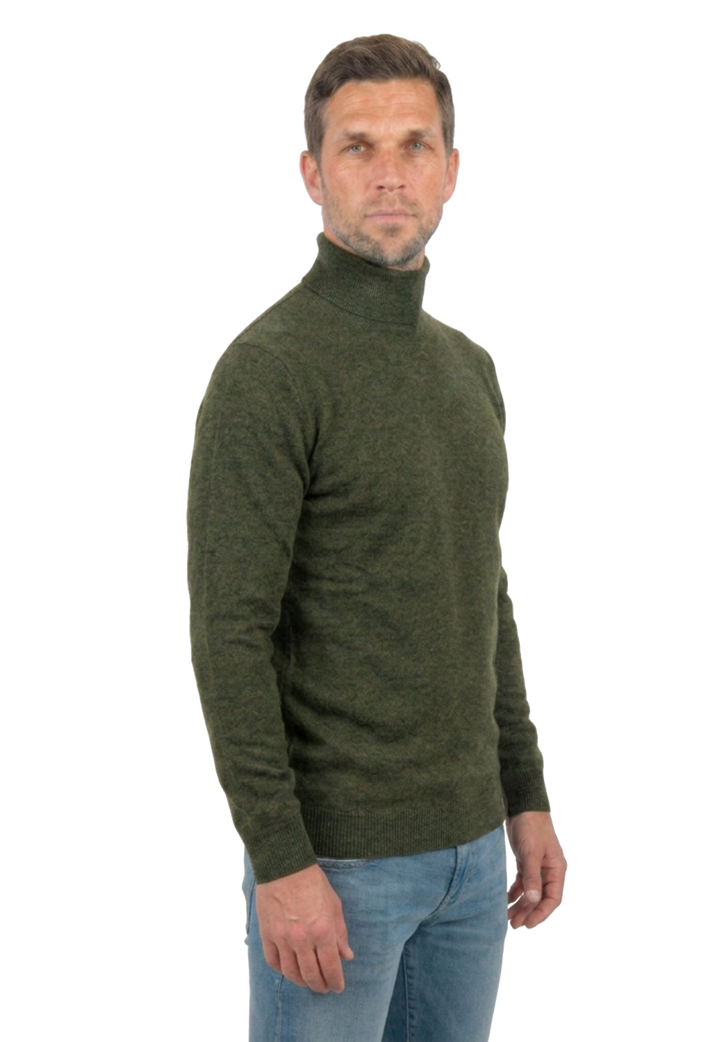 Pull col roulé homme 100 % laine mérinos, coloris Vert, vue 3 | Dalle Piane Cashmere