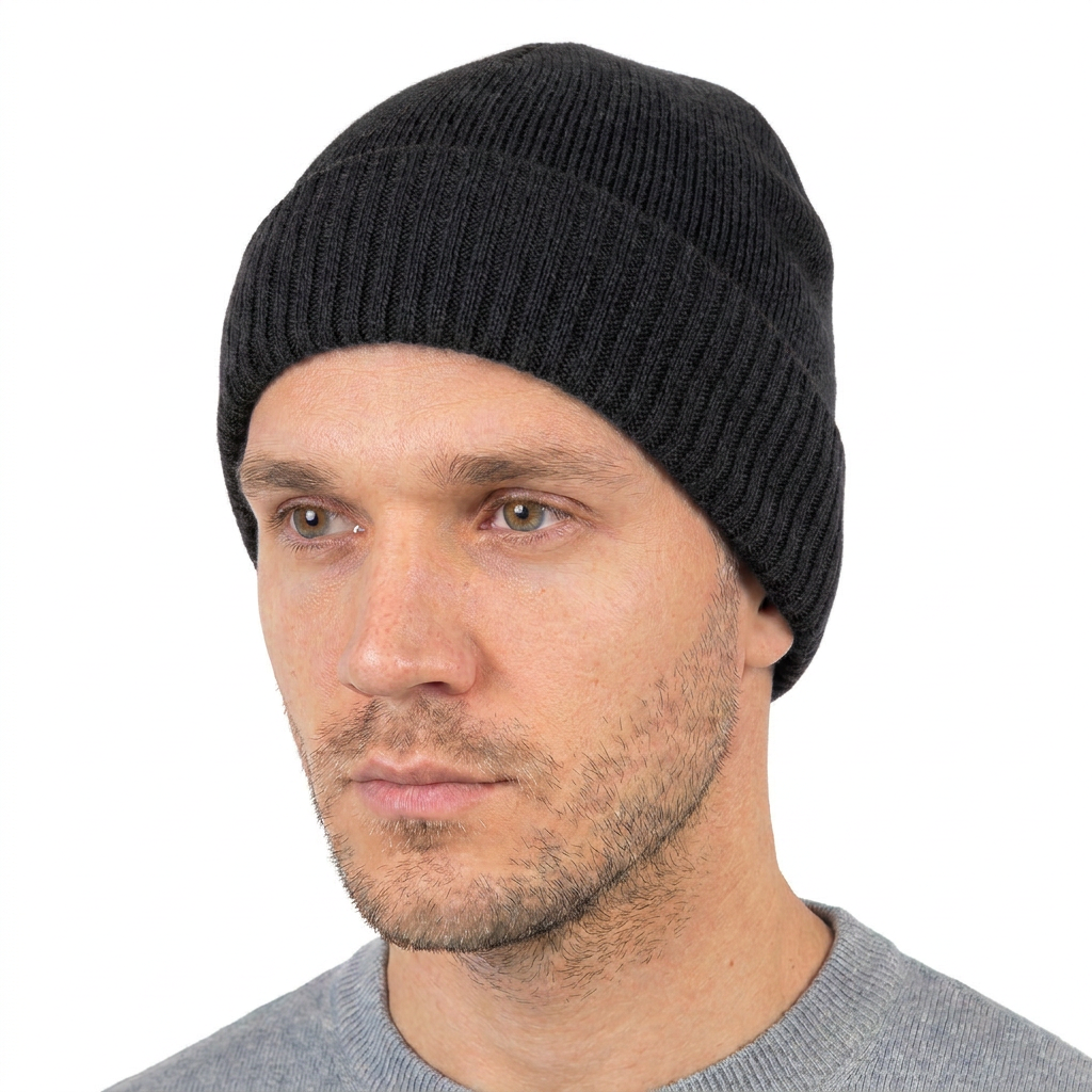 Bonnet jersey homme en 100 % cachemire