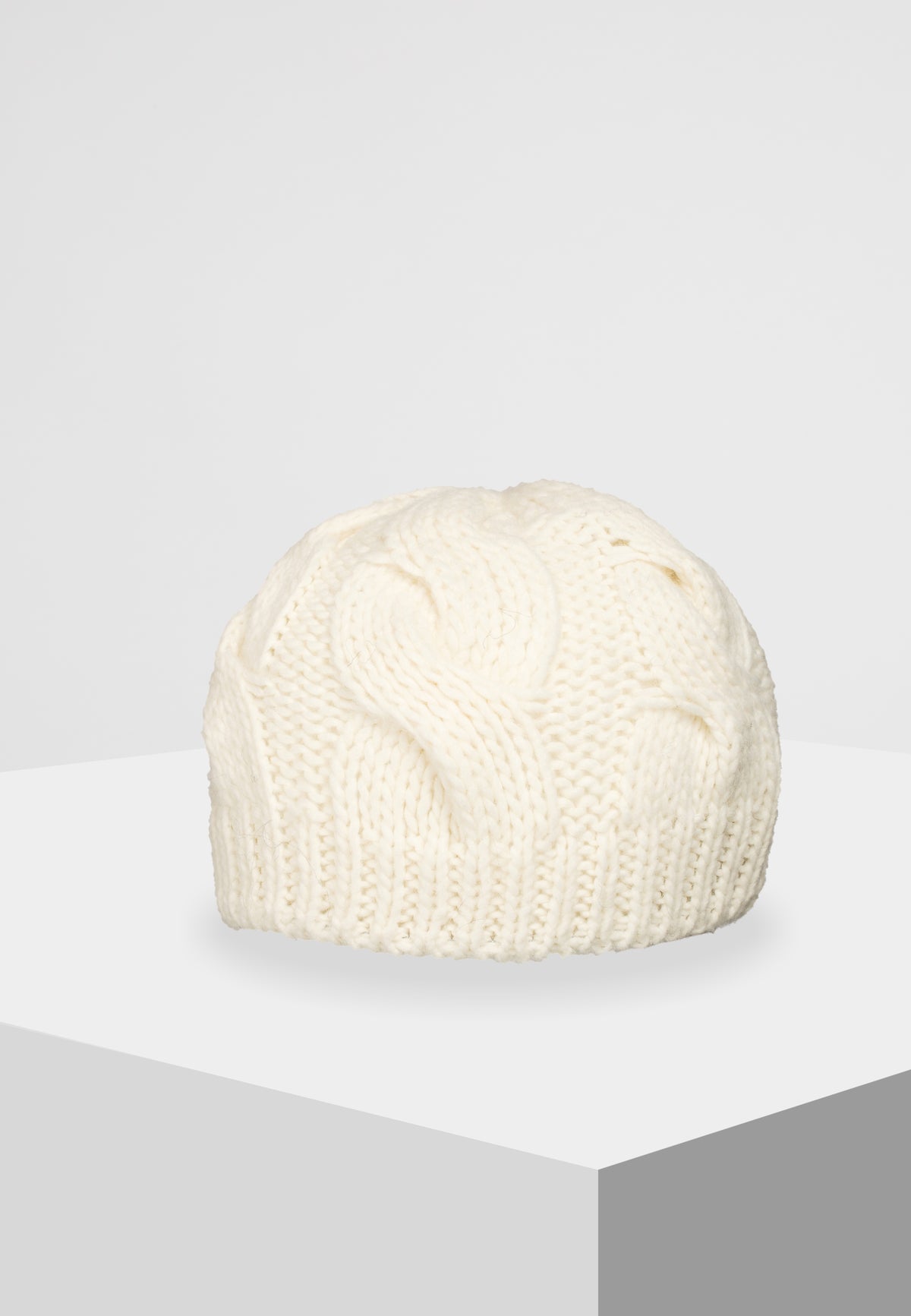 Cappello con trecce, colore Crema, vista 2 | Dalle Piane Cashmere