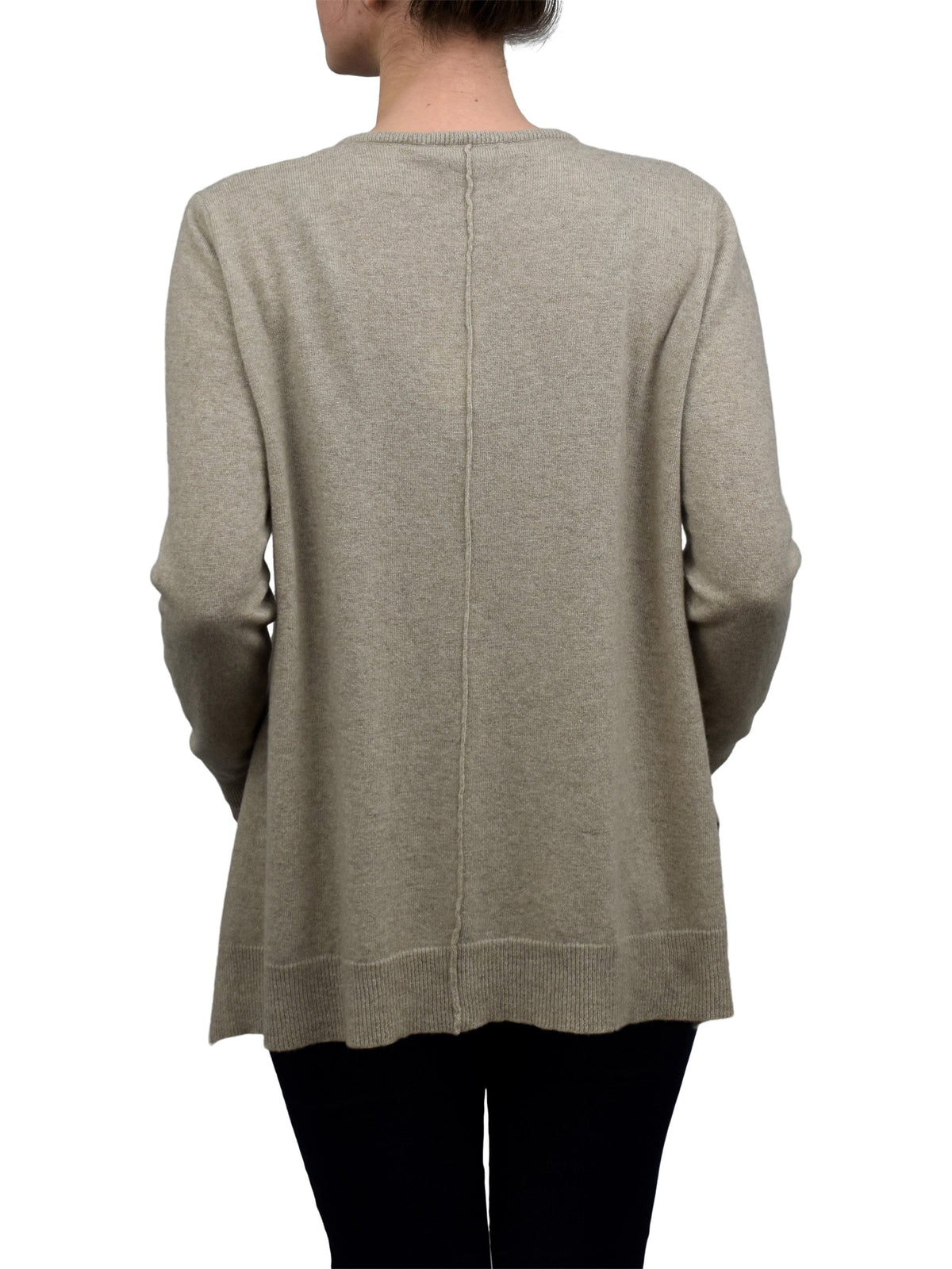 Maxi-pull évasé femme mélange cachemire, coloris Beige, vue 3 | Dalle Piane Cashmere