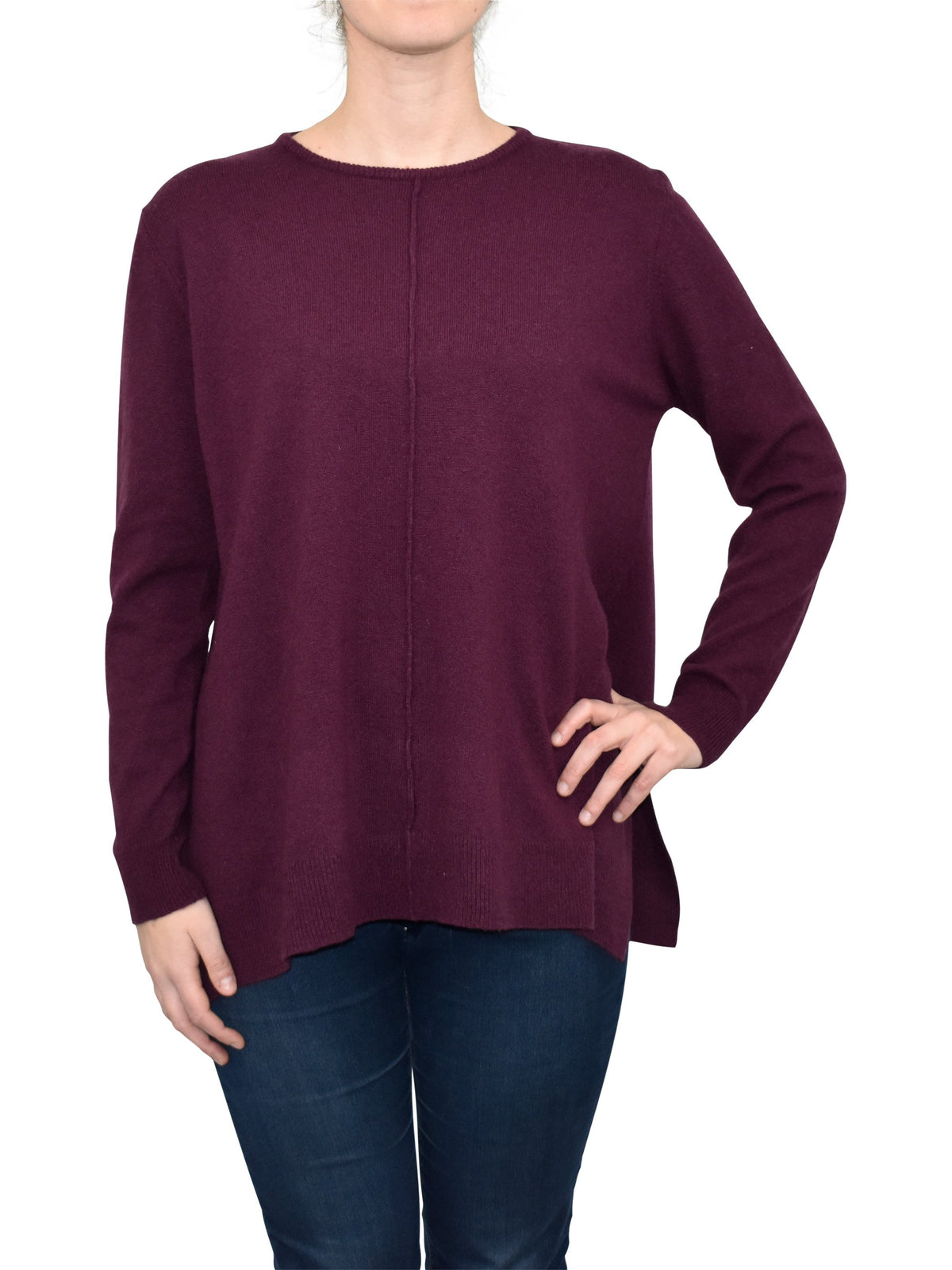Maxi-pull évasé femme mélange cachemire, coloris Bordeaux | Dalle Piane Cashmere