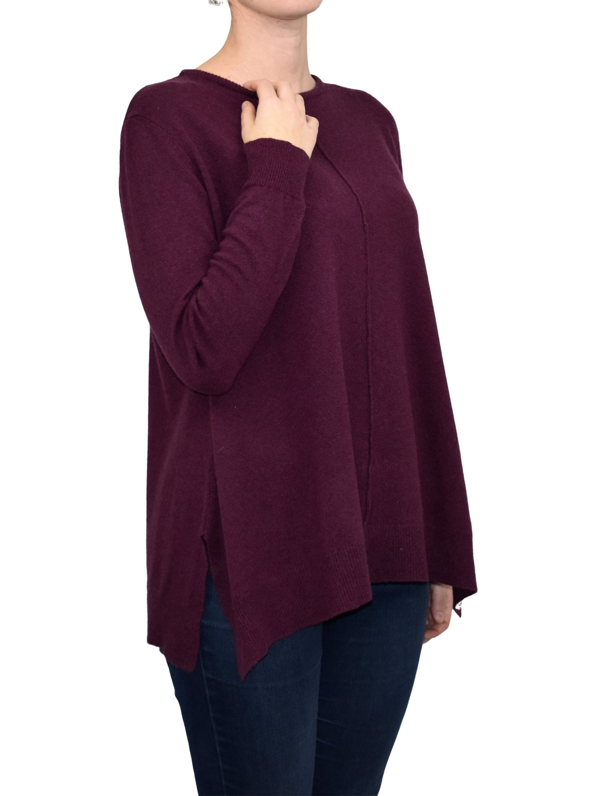 Maxi-pull évasé femme mélange cachemire, coloris Bordeaux, vue 2 | Dalle Piane Cashmere
