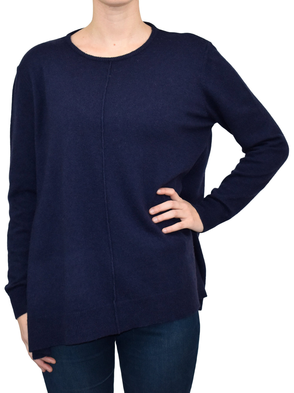 Maxi-pull évasé femme mélange cachemire, coloris Bleu | Dalle Piane Cashmere