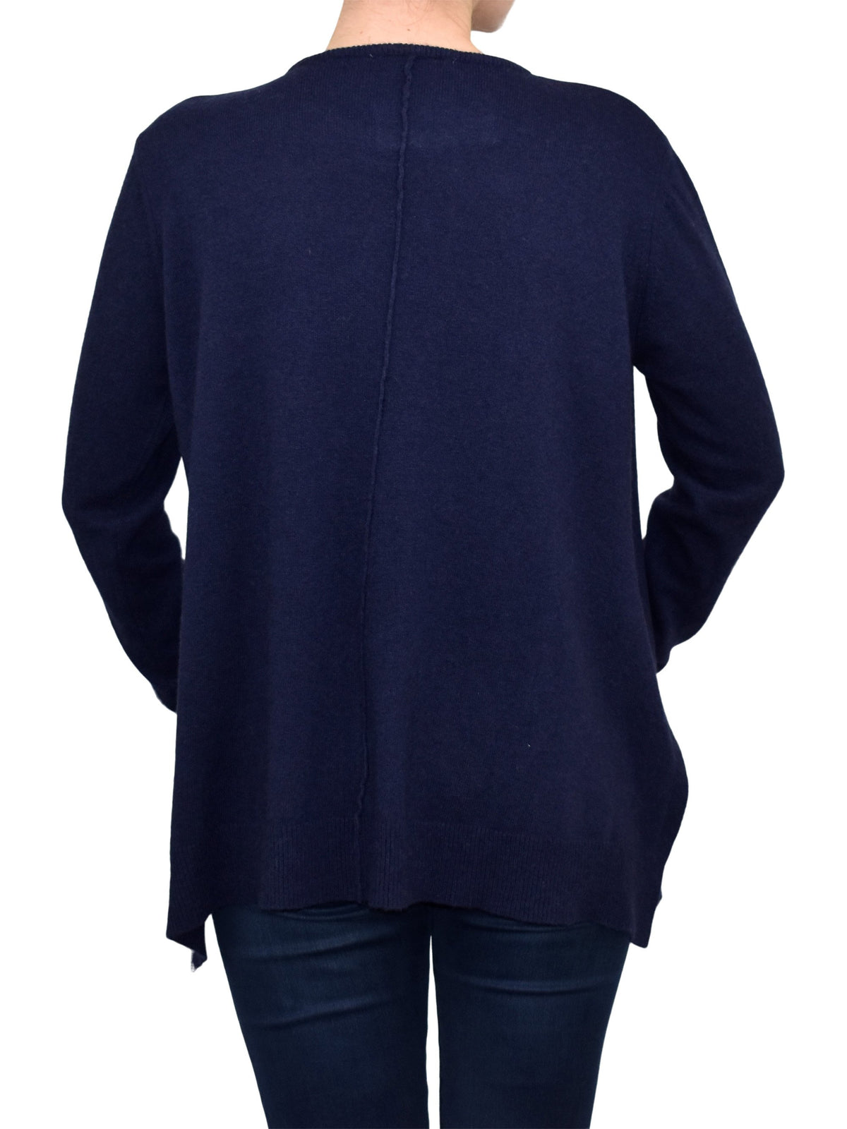 Maxi-pull évasé femme mélange cachemire, coloris Bleu, vue 3 | Dalle Piane Cashmere