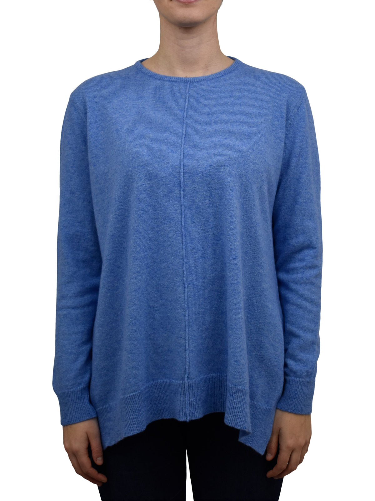 Maxi-pull évasé femme mélange cachemire, coloris Azur | Dalle Piane Cashmere