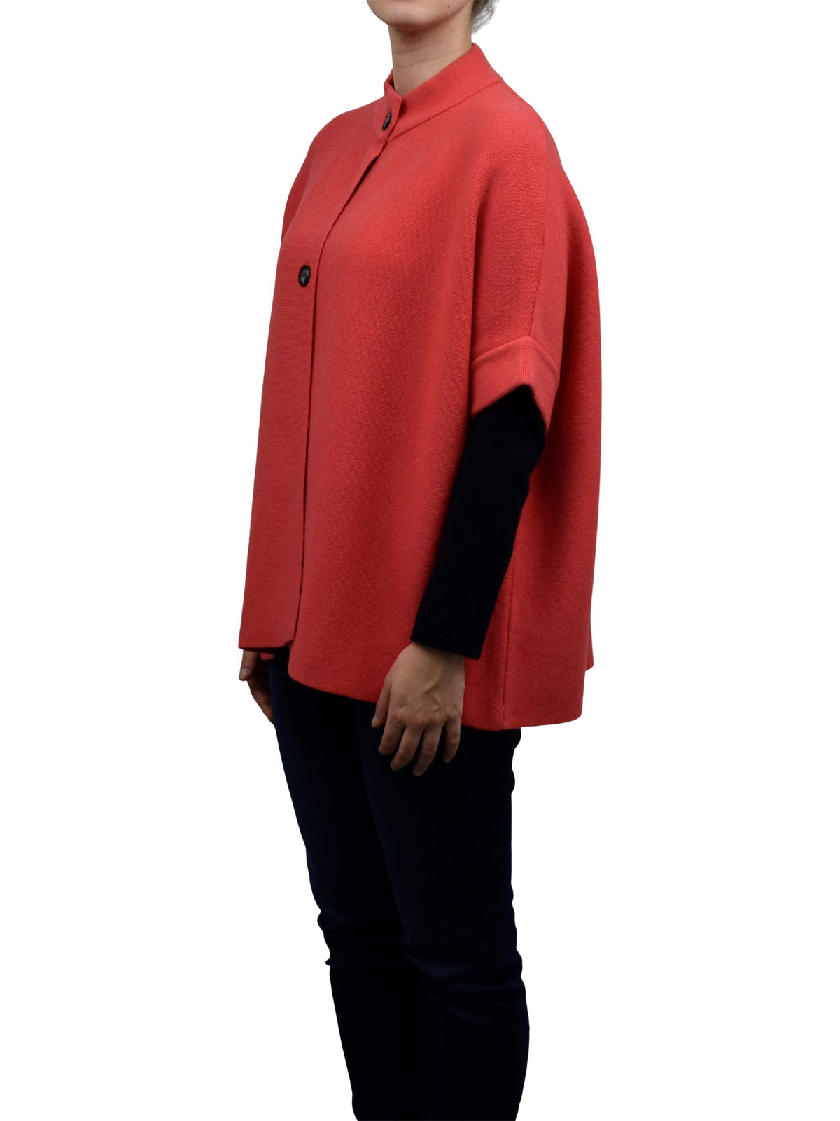 Cape femme à deux boutons mélange cachemire, coloris Orange | Dalle Piane Cashmere