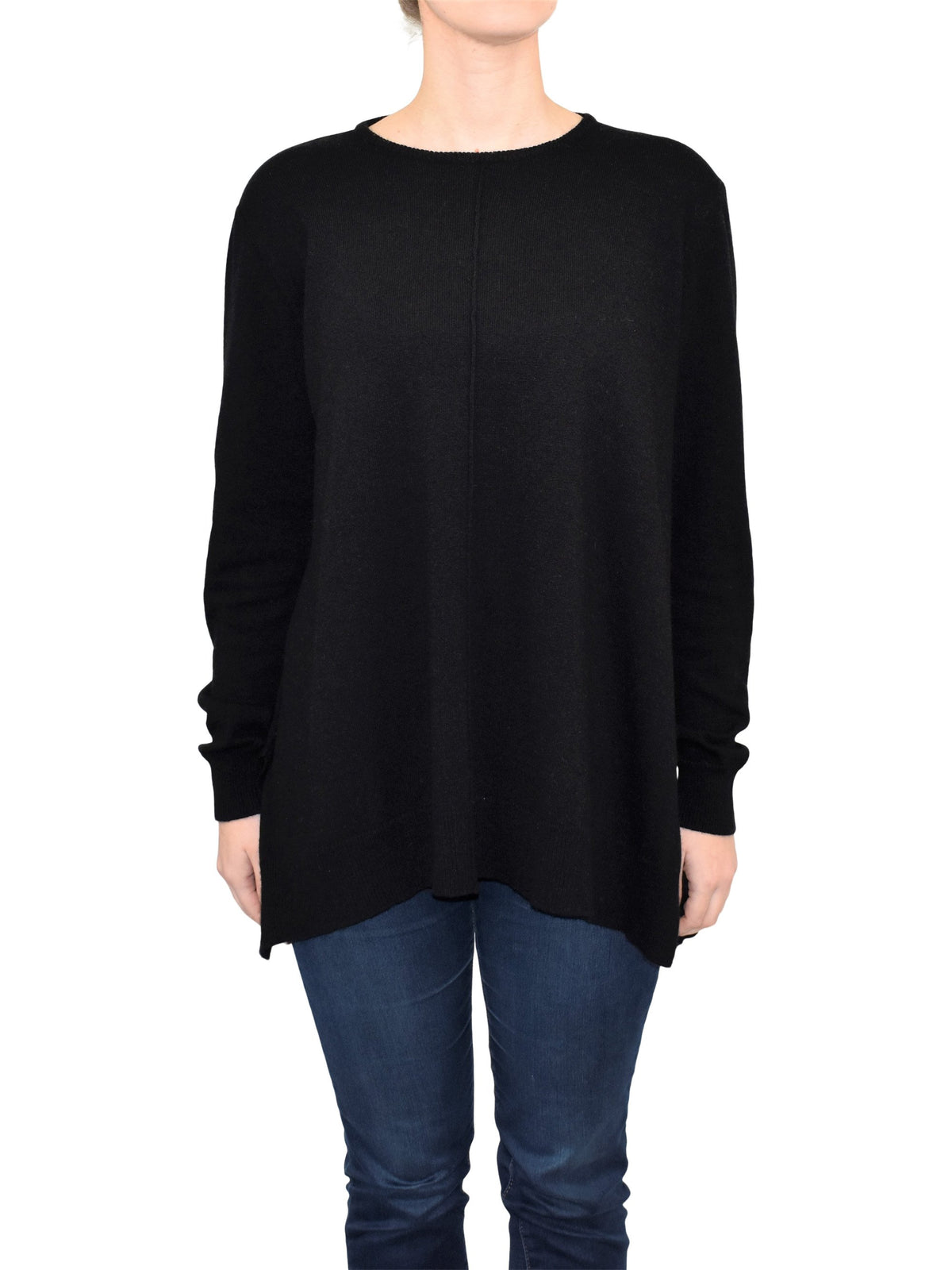 Maxi-pull évasé femme mélange cachemire, coloris Noir | Dalle Piane Cashmere