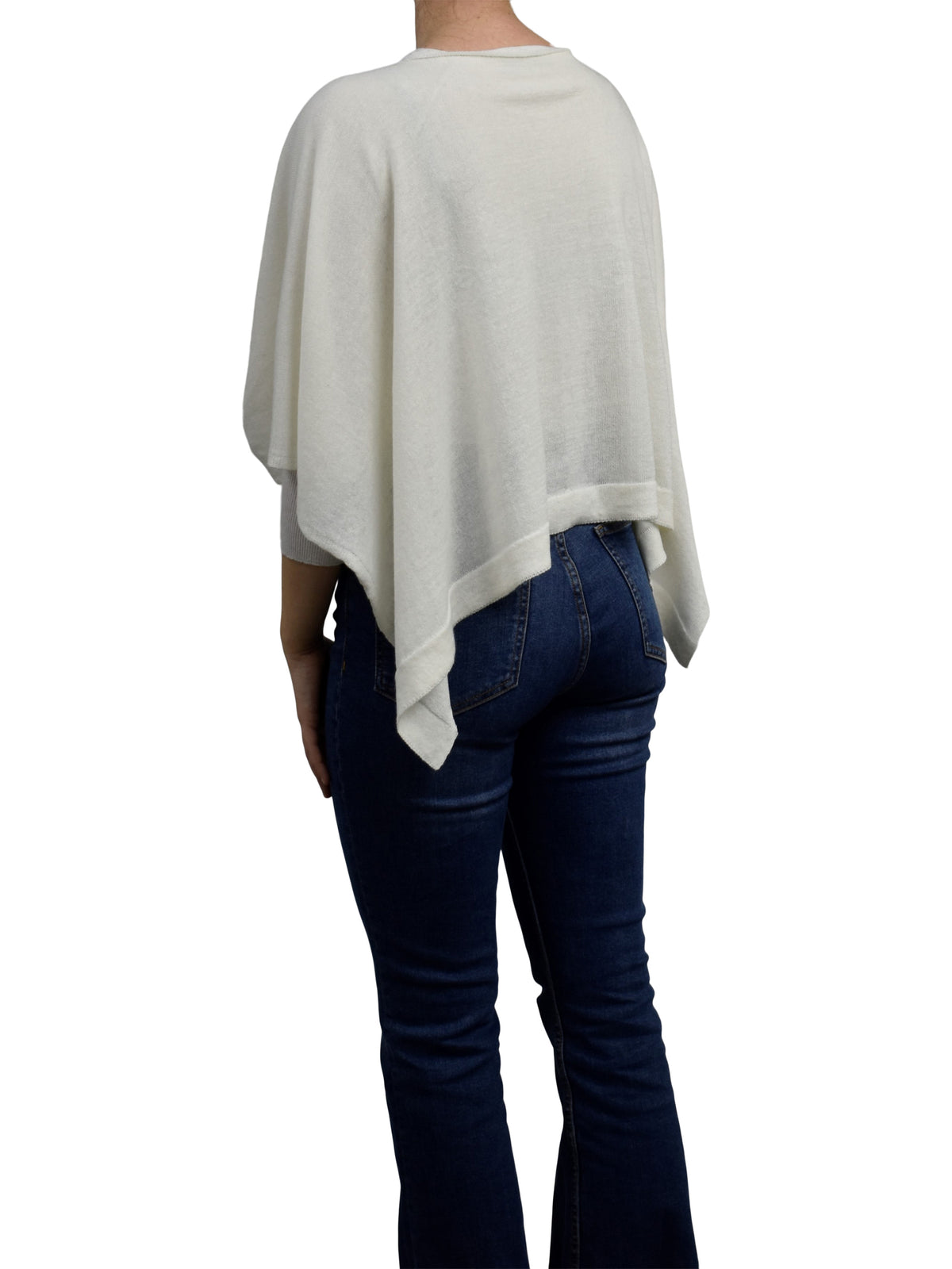 Poncho femme coton et cachemire, coloris Crème, vue 4 | Dalle Piane Cashmere