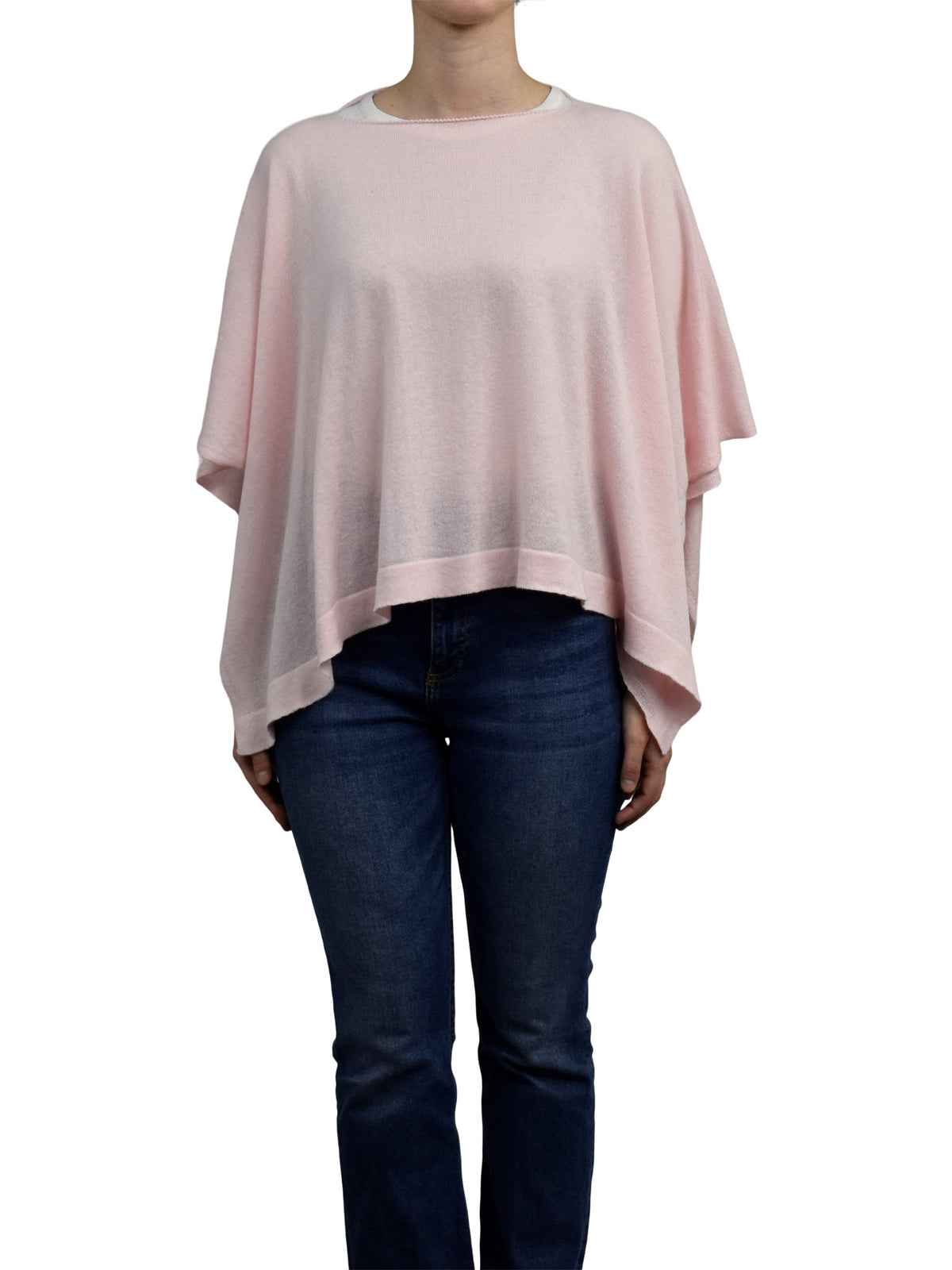 Poncho femme coton et cachemire, coloris Rose, vue 2 | Dalle Piane Cashmere