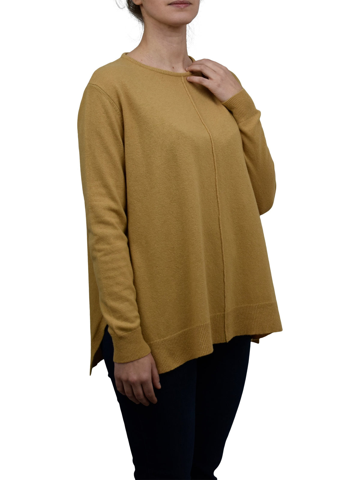 Maxi-pull évasé femme mélange cachemire, coloris Camel, vue 2 | Dalle Piane Cashmere