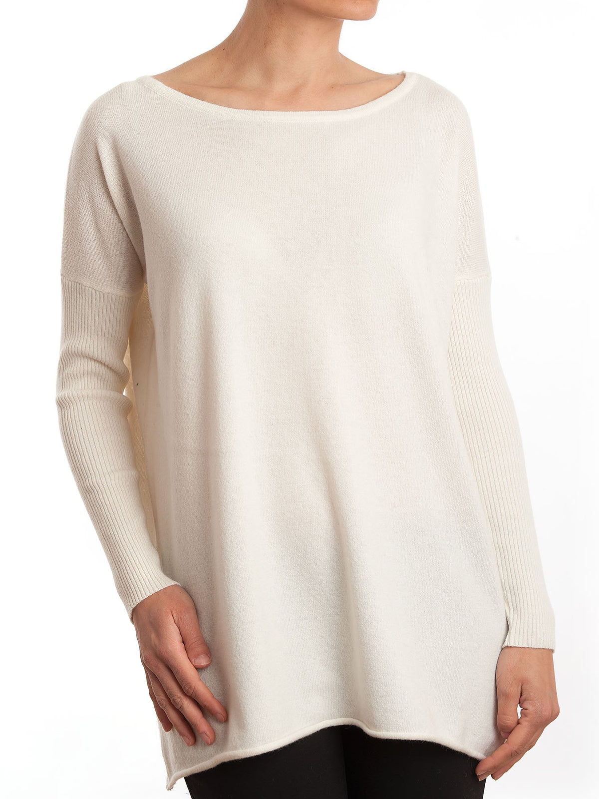 Maxi Pull misto cashmere, colore Crema | Dalle Piane Cashmere
