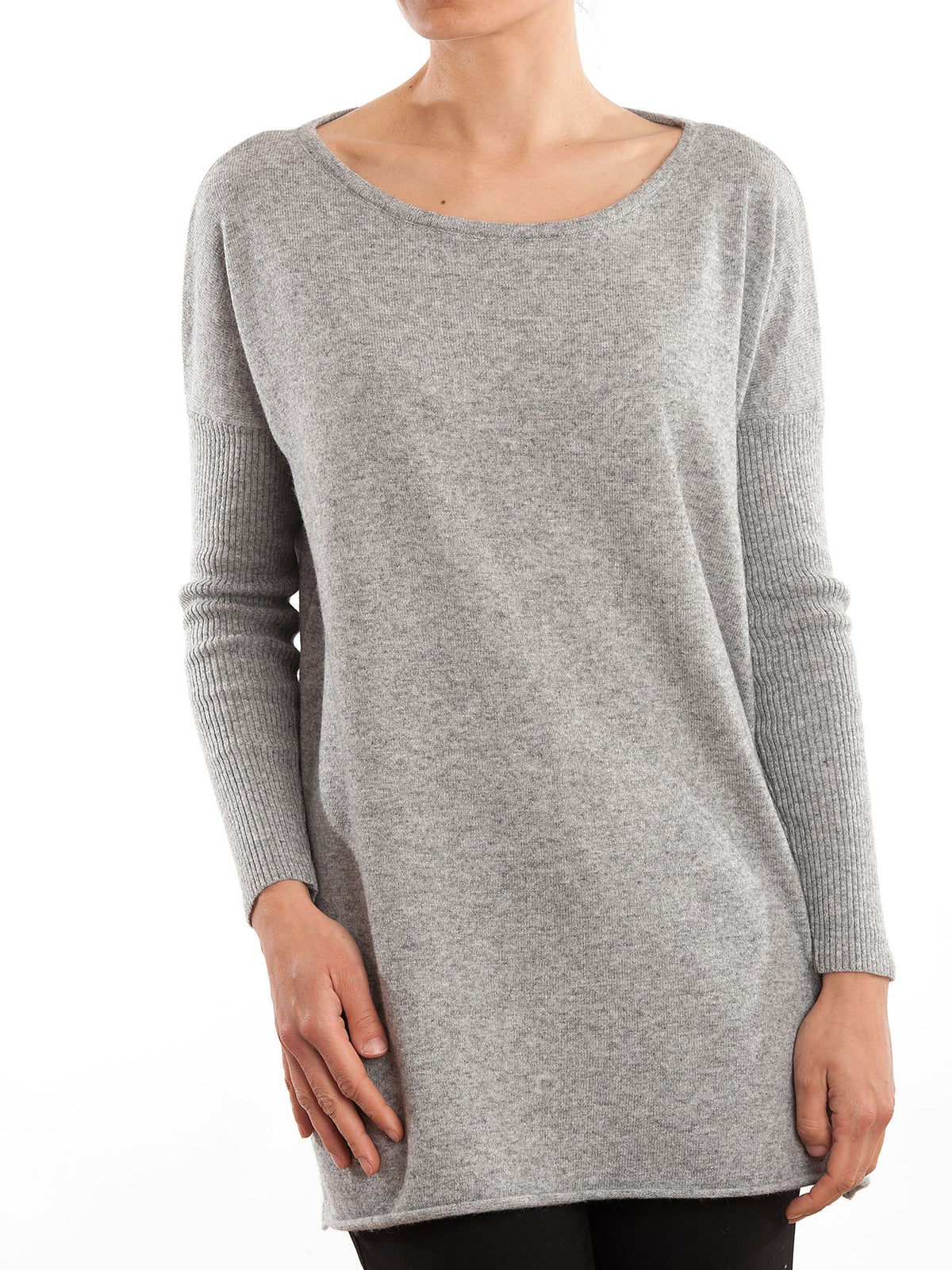 Maxi-pull femme mélange cachemire, coloris Gris | Dalle Piane Cashmere