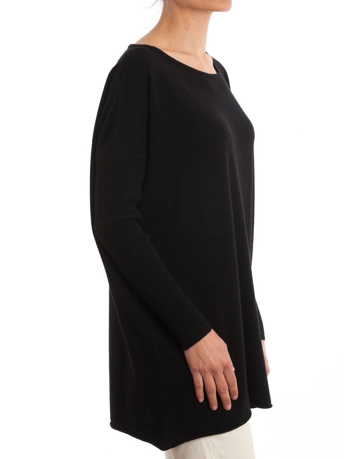 Maxi-pull femme mélange cachemire, coloris Noir, vue 2 | Dalle Piane Cashmere