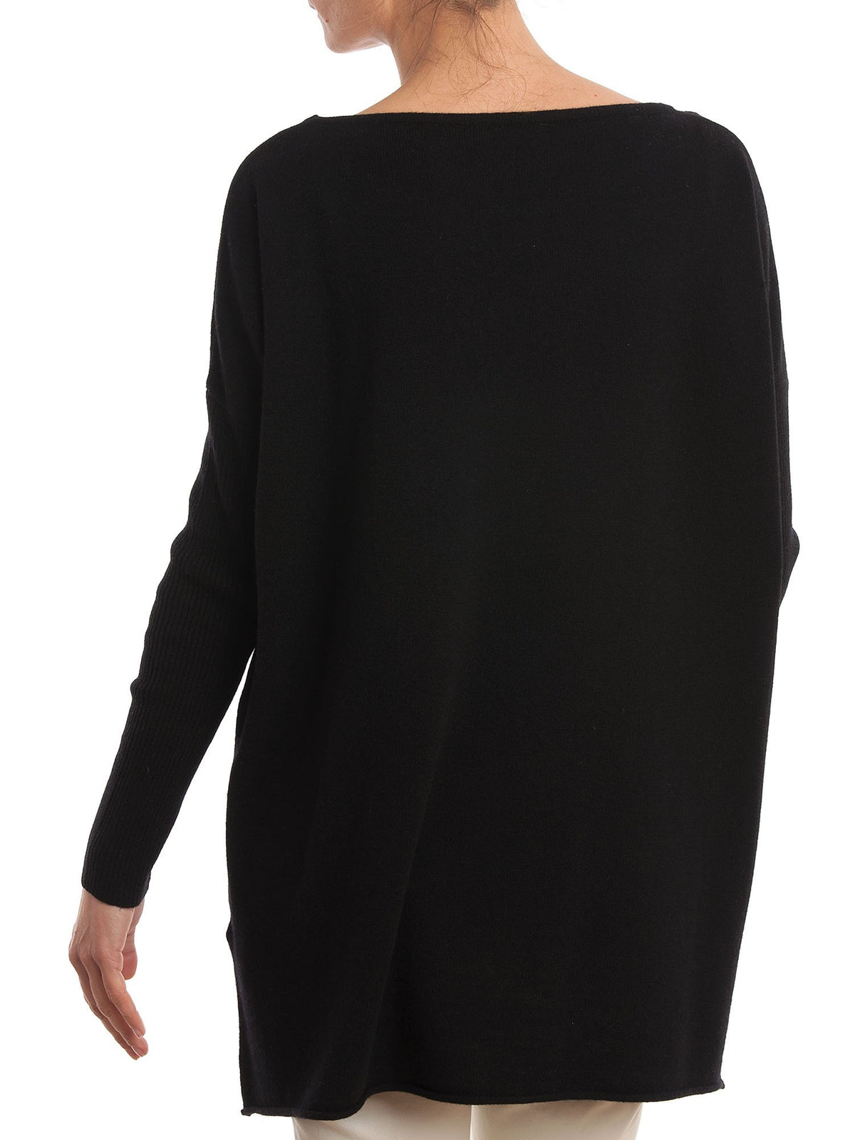 Maxi-pull femme mélange cachemire, coloris Noir, vue 3 | Dalle Piane Cashmere