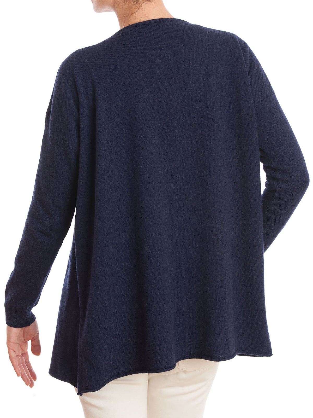 Cardigan asymétrique femme mélange cachemire, coloris Bleu, vue 3 | Dalle Piane Cashmere