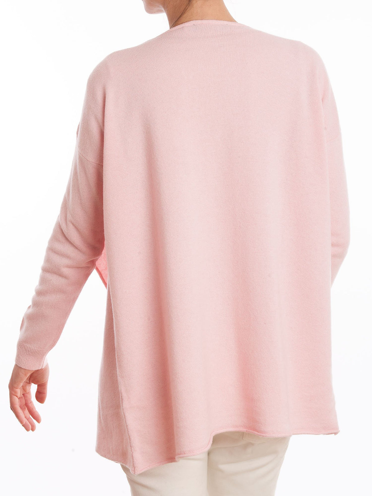 Cardigan asymétrique femme mélange cachemire, coloris Rose, vue 3 | Dalle Piane Cashmere