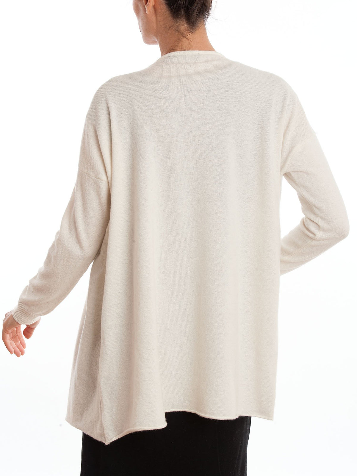 Cardigan asymétrique femme mélange cachemire, coloris Crème, vue 3 | Dalle Piane Cashmere