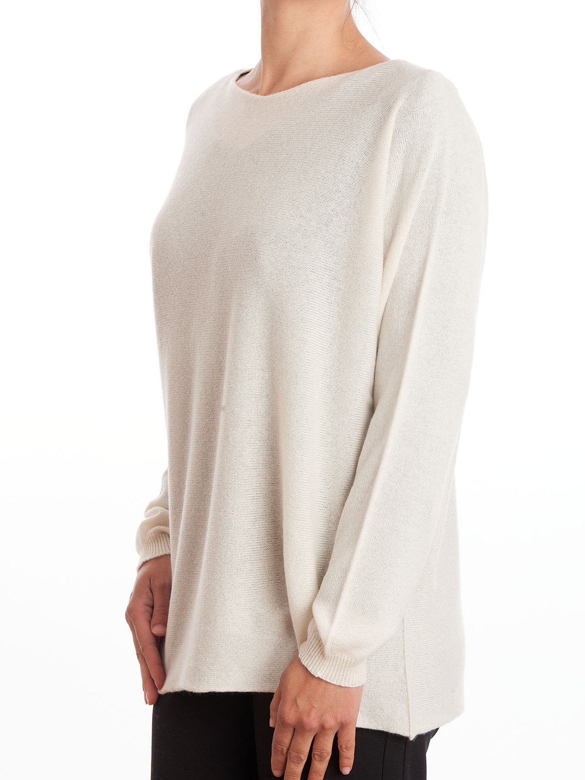 Maxi-pull femme 100 % cachemire, coloris Crème, vue 2 | Dalle Piane Cashmere
