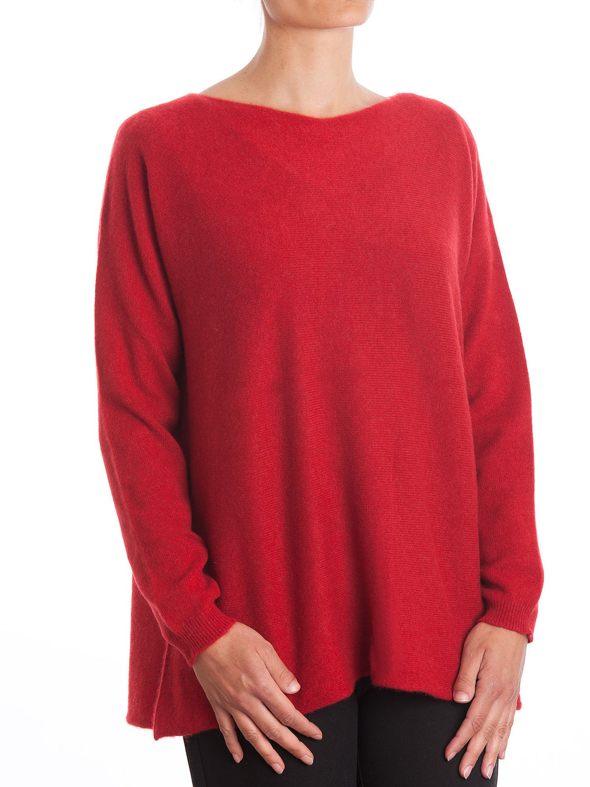 Maxi-pull femme 100 % cachemire, coloris Rouge | Dalle Piane Cashmere