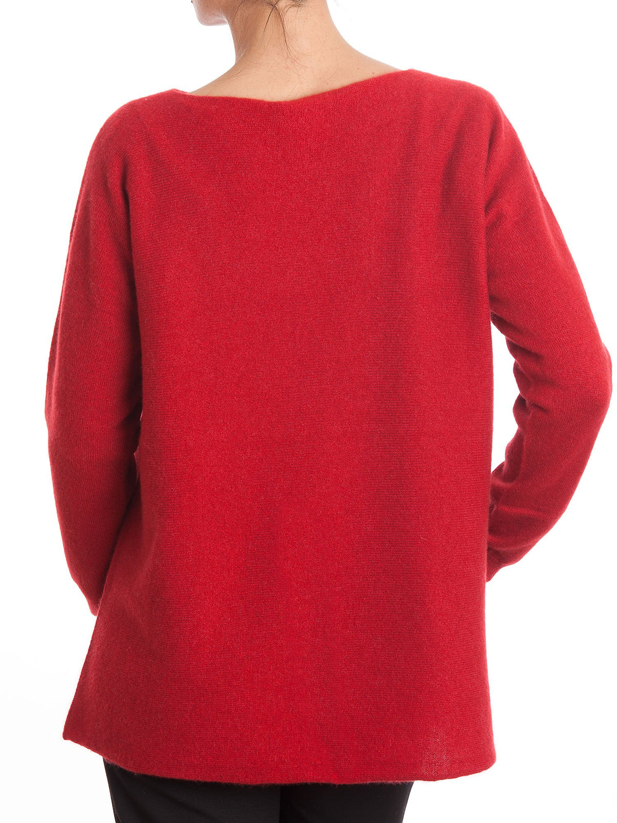 Maxi-pull femme 100 % cachemire, coloris Rouge, vue 3 | Dalle Piane Cashmere