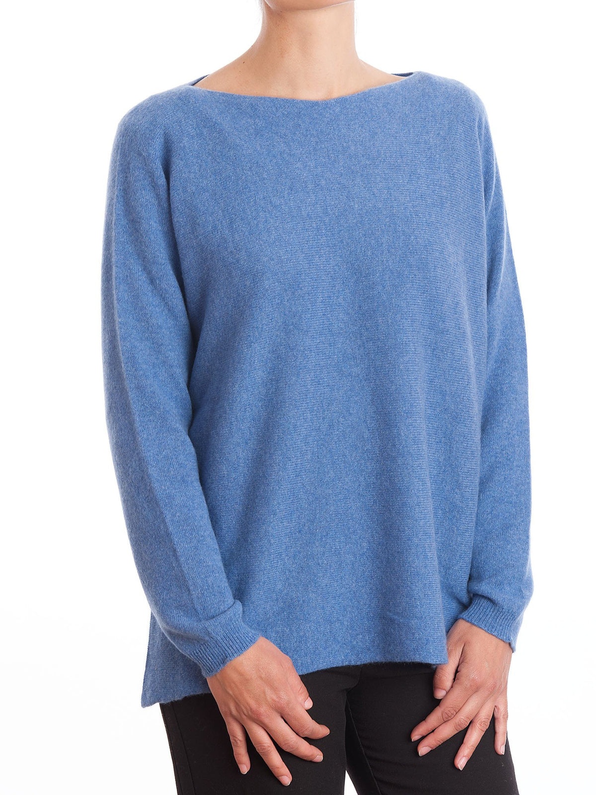 Maxi-pull femme 100 % cachemire, coloris Azur | Dalle Piane Cashmere