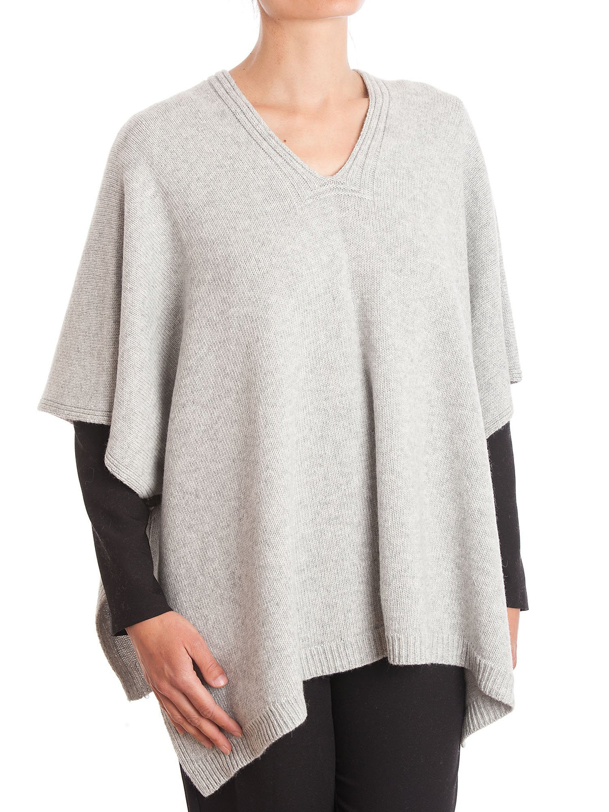 Cape femme à boutons latéraux mélange cachemire, coloris Gris | Dalle Piane Cashmere