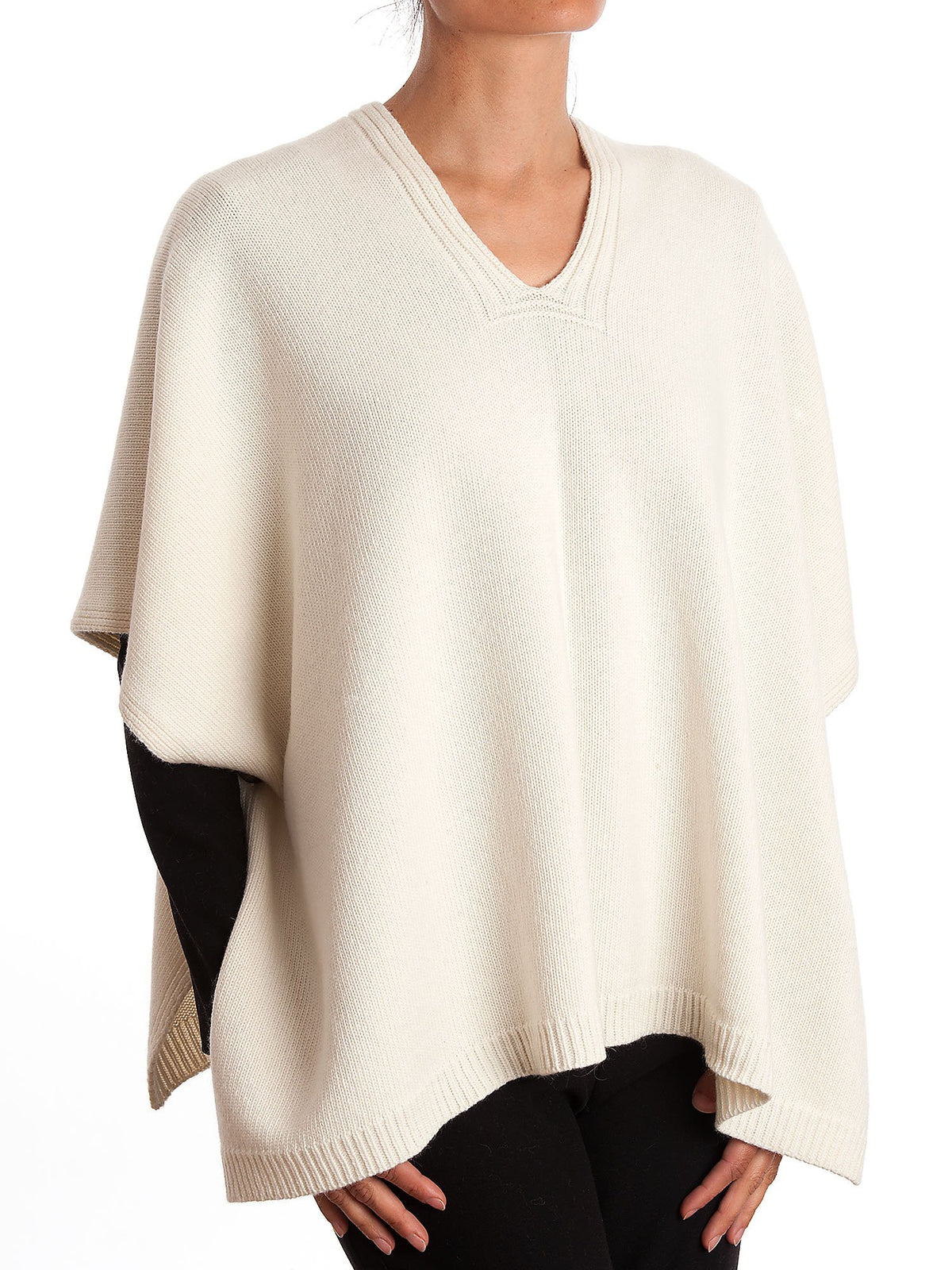 Cape femme à boutons latéraux mélange cachemire, coloris Crème | Dalle Piane Cashmere