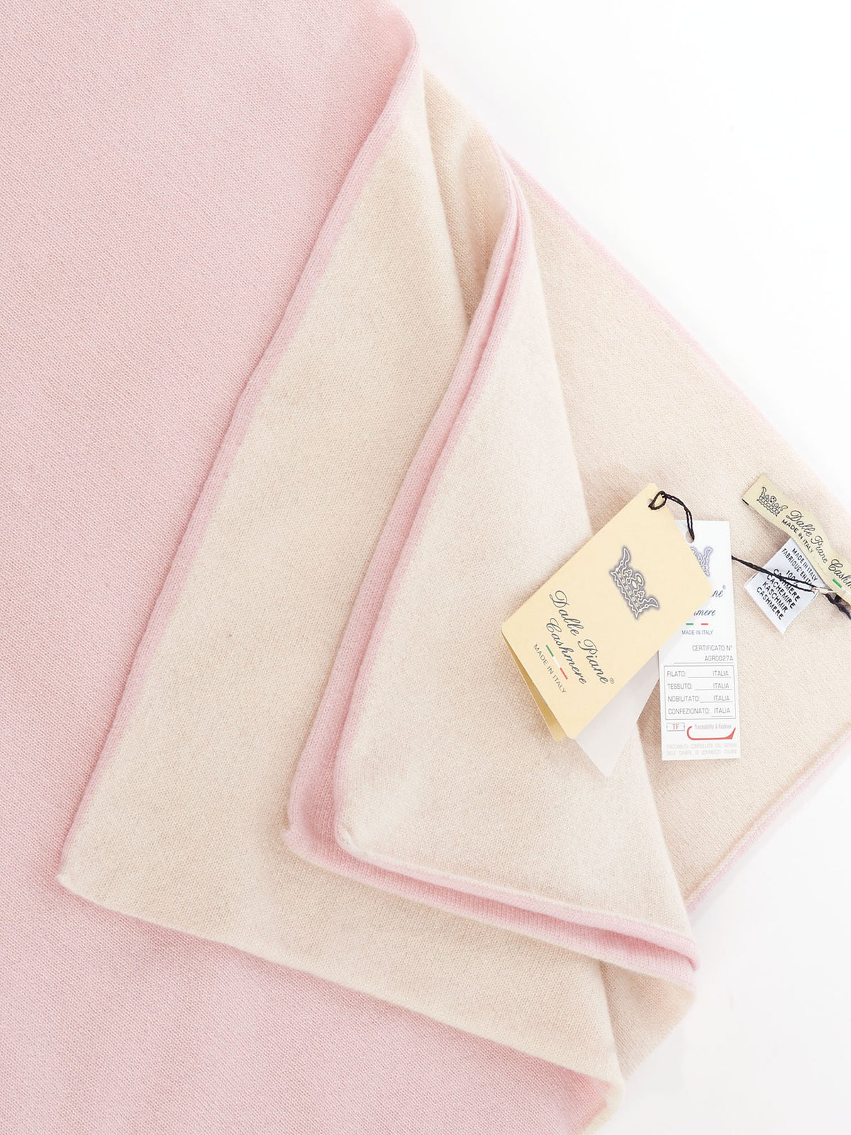 Couverture bébé bicolore 100 % cachemire, coloris Rose, vue 3 | Dalle Piane Cashmere