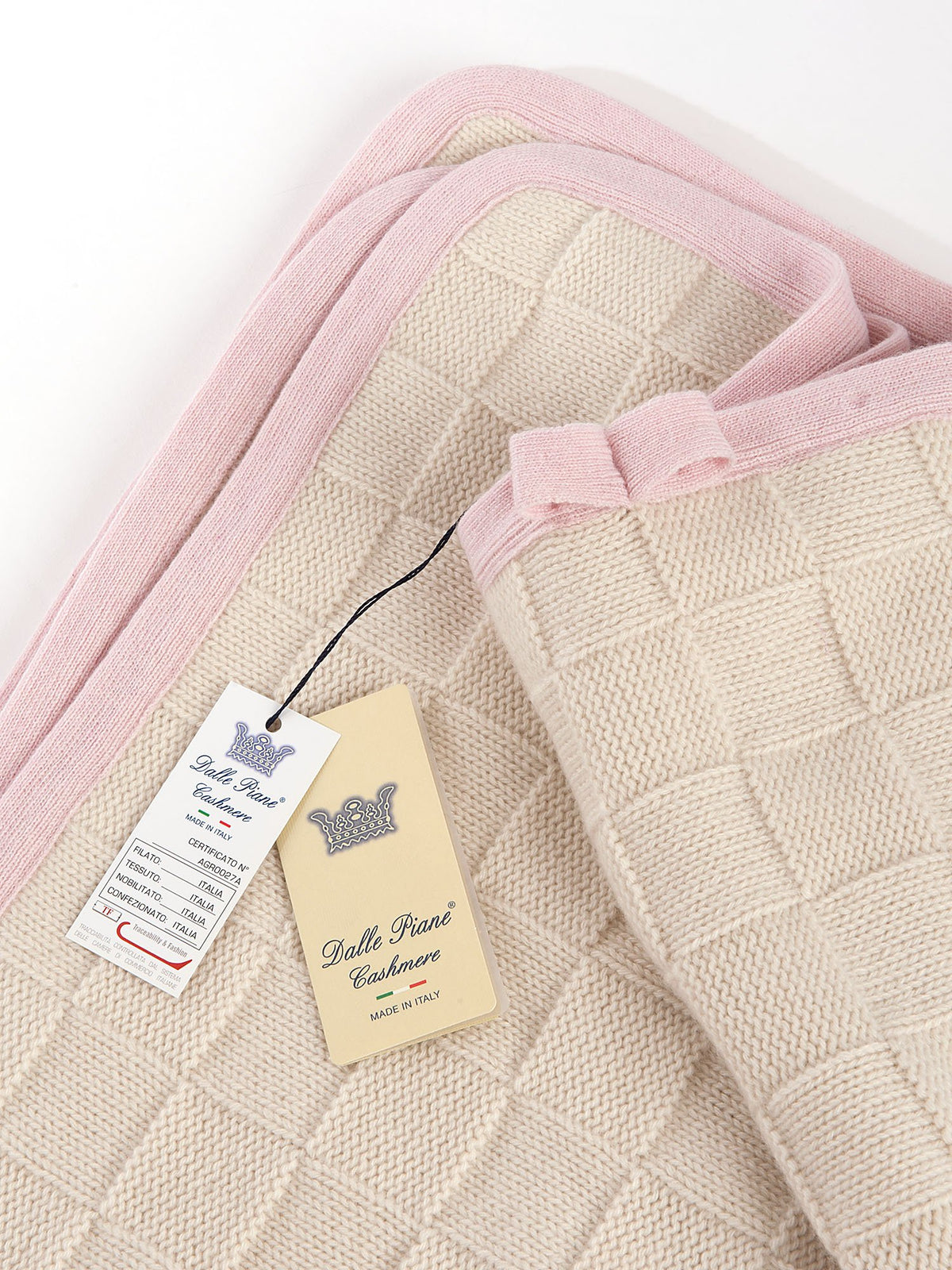 Copertina con bordo 100% Cashmere, colore Rosa, vista 3 | Dalle Piane Cashmere
