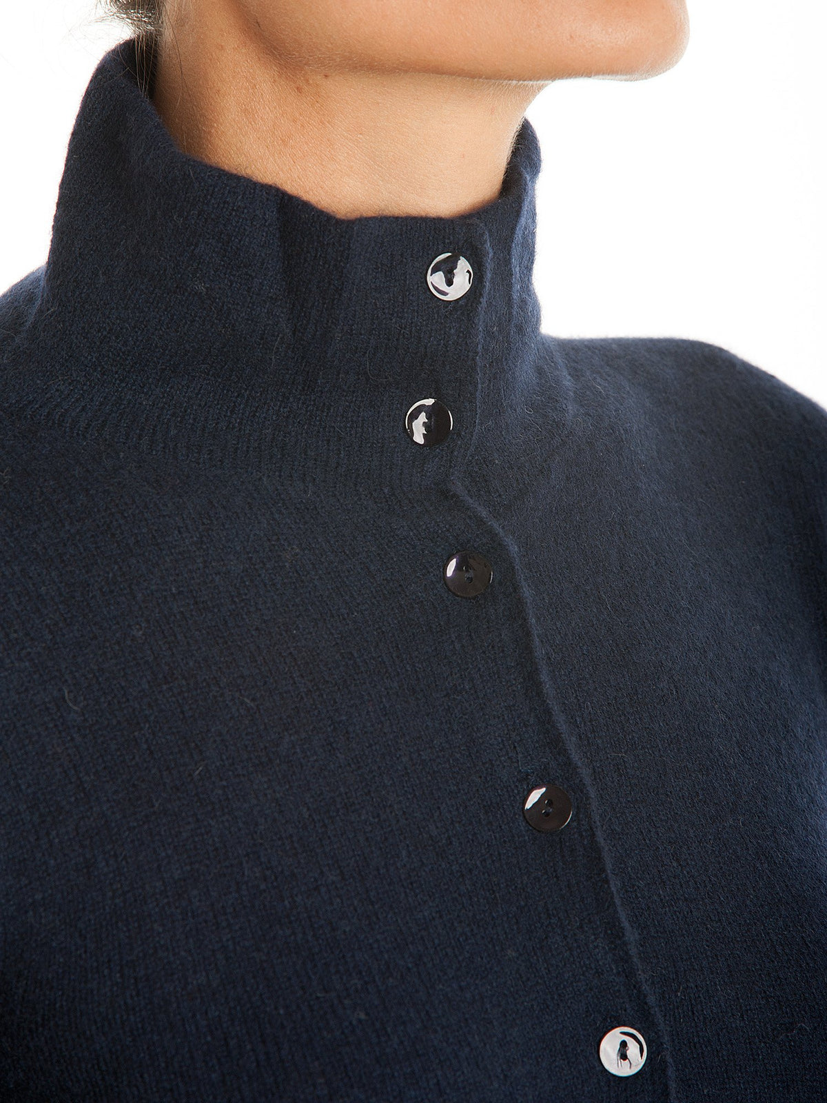 Blouson en maille femme 100 % cachemire, coloris Bleu, vue 2 | Dalle Piane Cashmere
